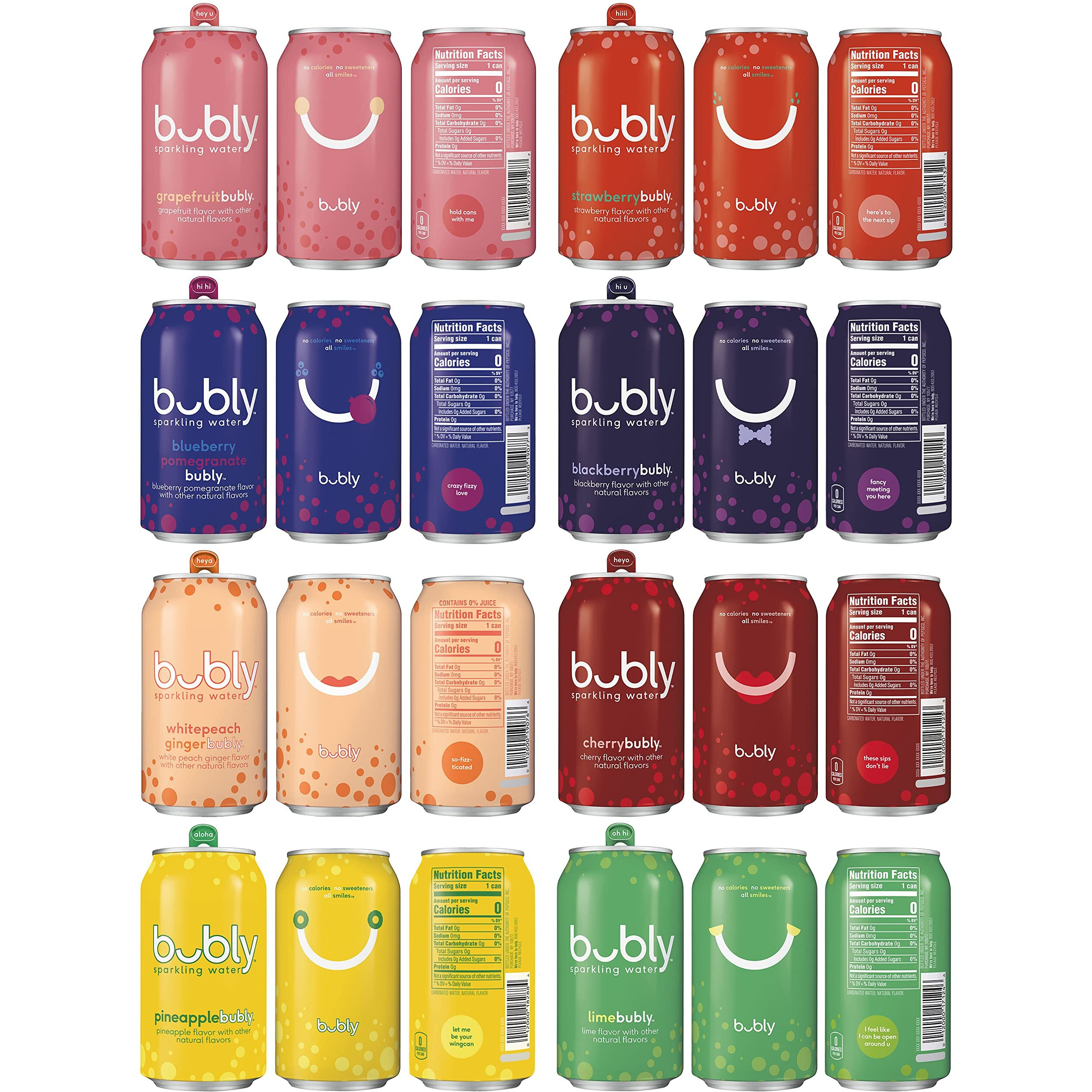 Bubly Sparkling Water Fizzy Sampler Variety, 12 Fl Oz (Pack Of 18)