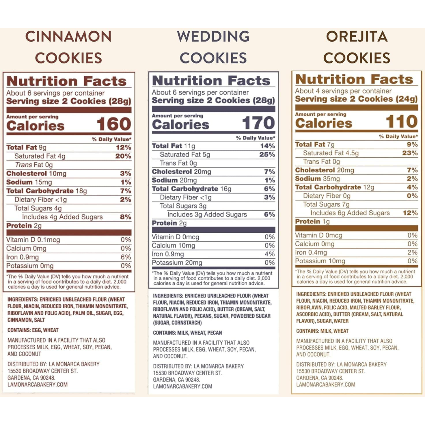 Mexican Cookie Variety Pack (Pack Of 3), Cinnamon Cookies, Mexican Wedding Cookies, Orejitas By La Monarca Bakery