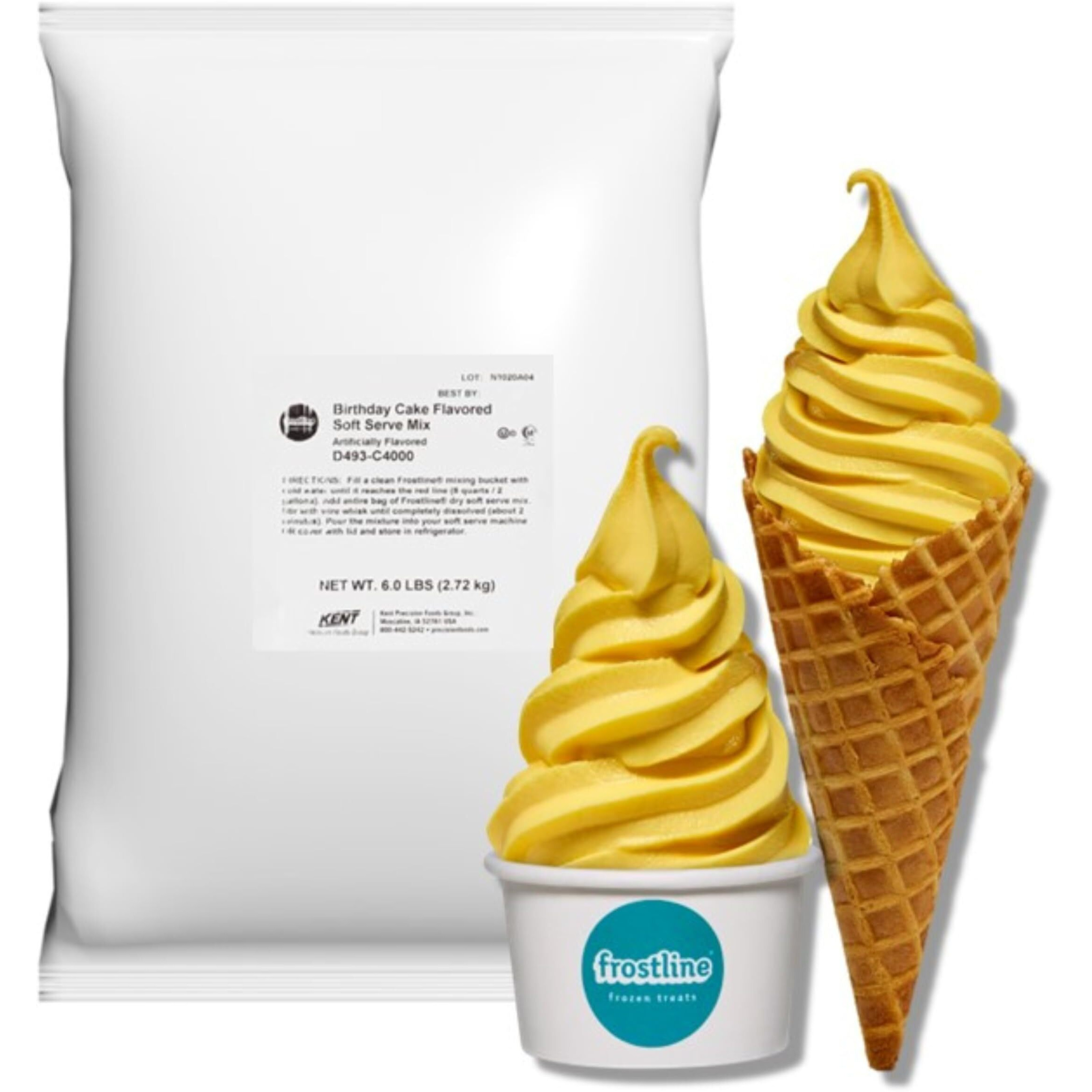 Frostline Birthday Cake Soft Serve Ice Cream Mix, Lactose & Gluten Free - Just Add Water, Dairy, Or Dairy Free Alternative, Use With Blender, Countertop Ice Cream Maker, Soft Serve Machine - 6 Lb Bag