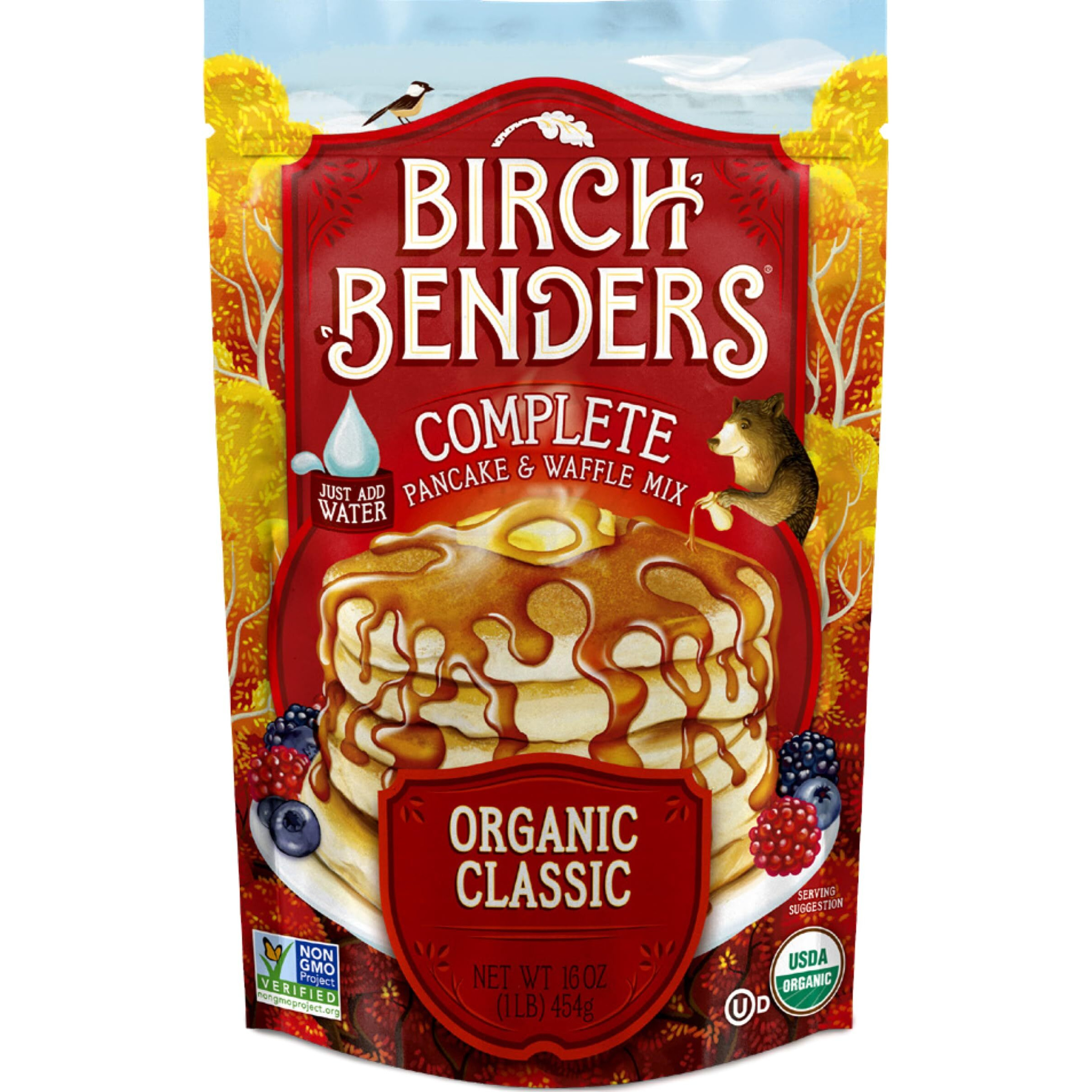 Birch Benders Organic Classic Pancake And Waffle Mix, Non-Gmo, Just Add Water, 16 Oz (Pack Of 6)