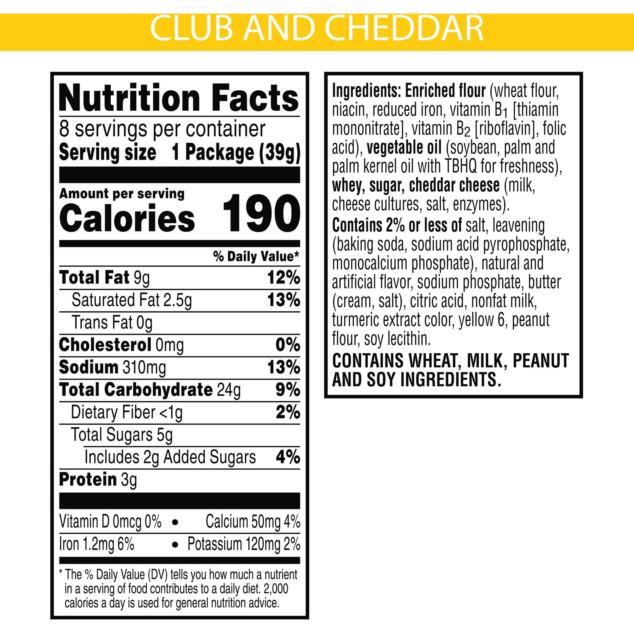 Keebler Sandwich Crackers, Single Serve Snack Crackers, Lunch Snacks, Club And Cheddar (96 Packs)