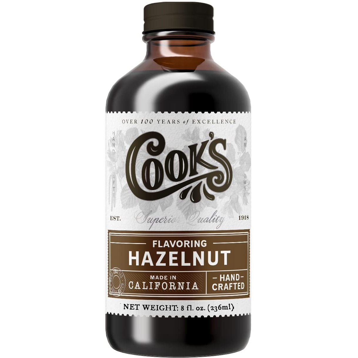 Cook's, Pure Hazelnut Flavor, Perfect For Baking And Cooking, Certified Kosher, Gluten Free, Allergen Free, Vegan, 8 Oz