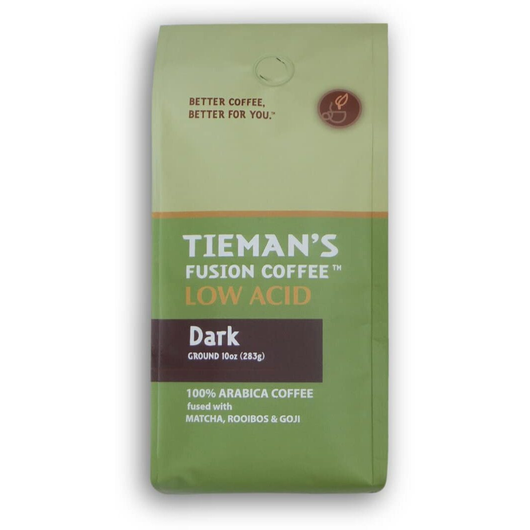 Tieman's Fusion Coffee, Low Acid Dark Roast, Ground, 10-Ounce Bag