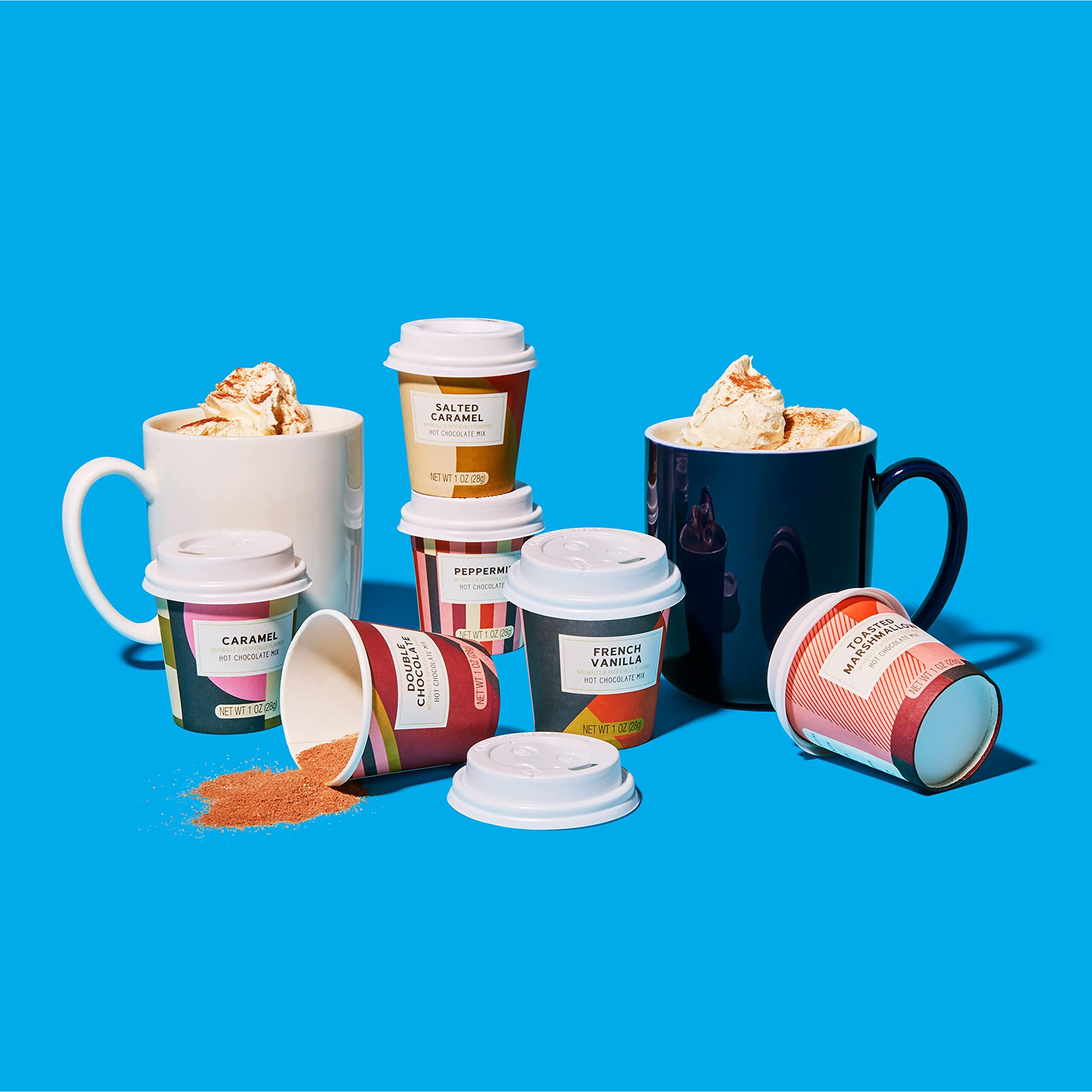 Bombombs Gift Set Of Mini Cup Hot Chocolates In 6 Flavors - Double Chocolate, French Vanilla, Peppermint, Salted Caramel And More