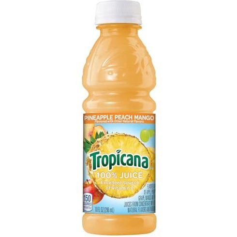 Tropicana 100% Juice, Pineapple Peach Mango, 10 Fl Oz Bottle (Pack Of 24)
