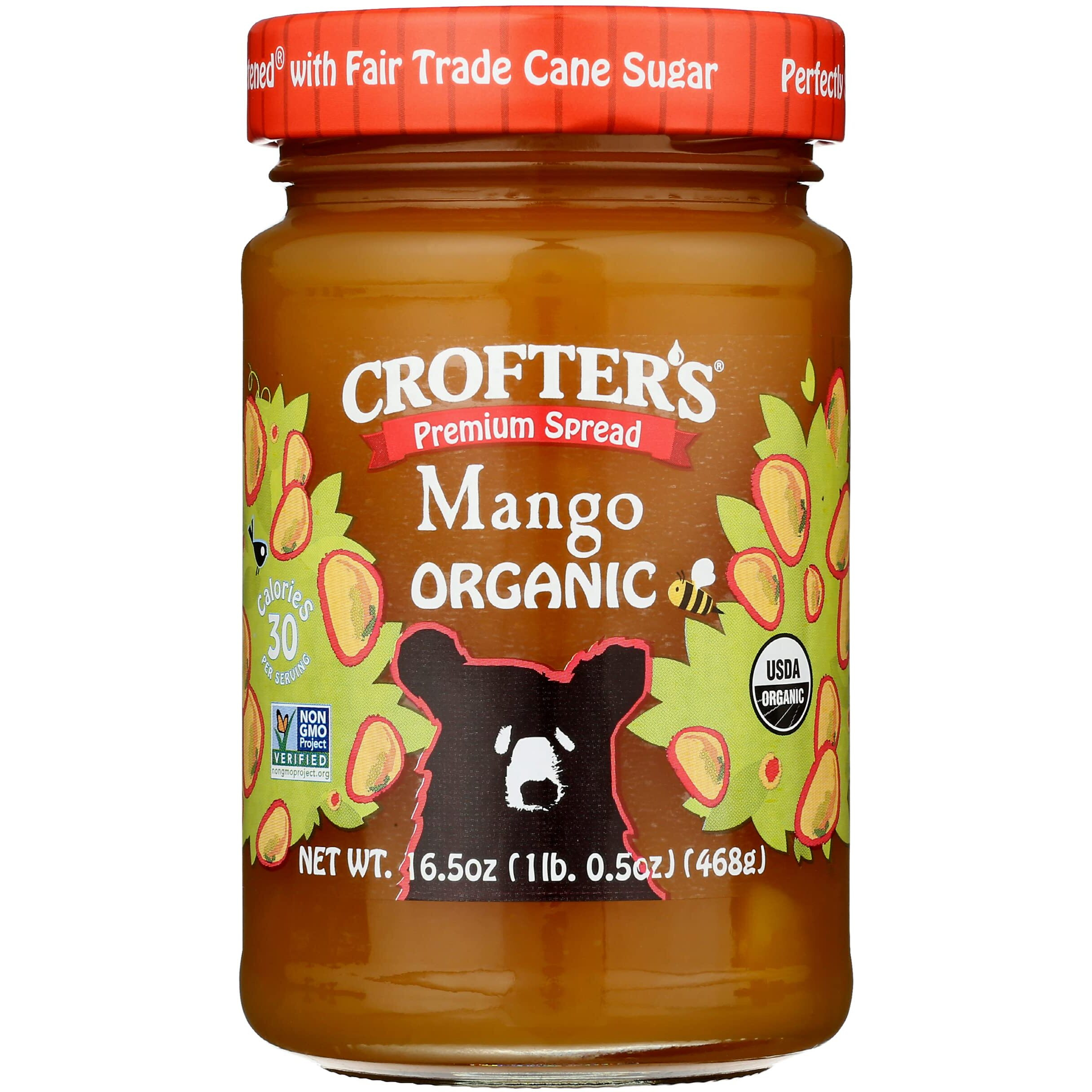 Crofters Organic Premium Mango Fruit Spread, Non Gmo, Usda Organic, 16.5 Ounce (Pack Of 6), Natural