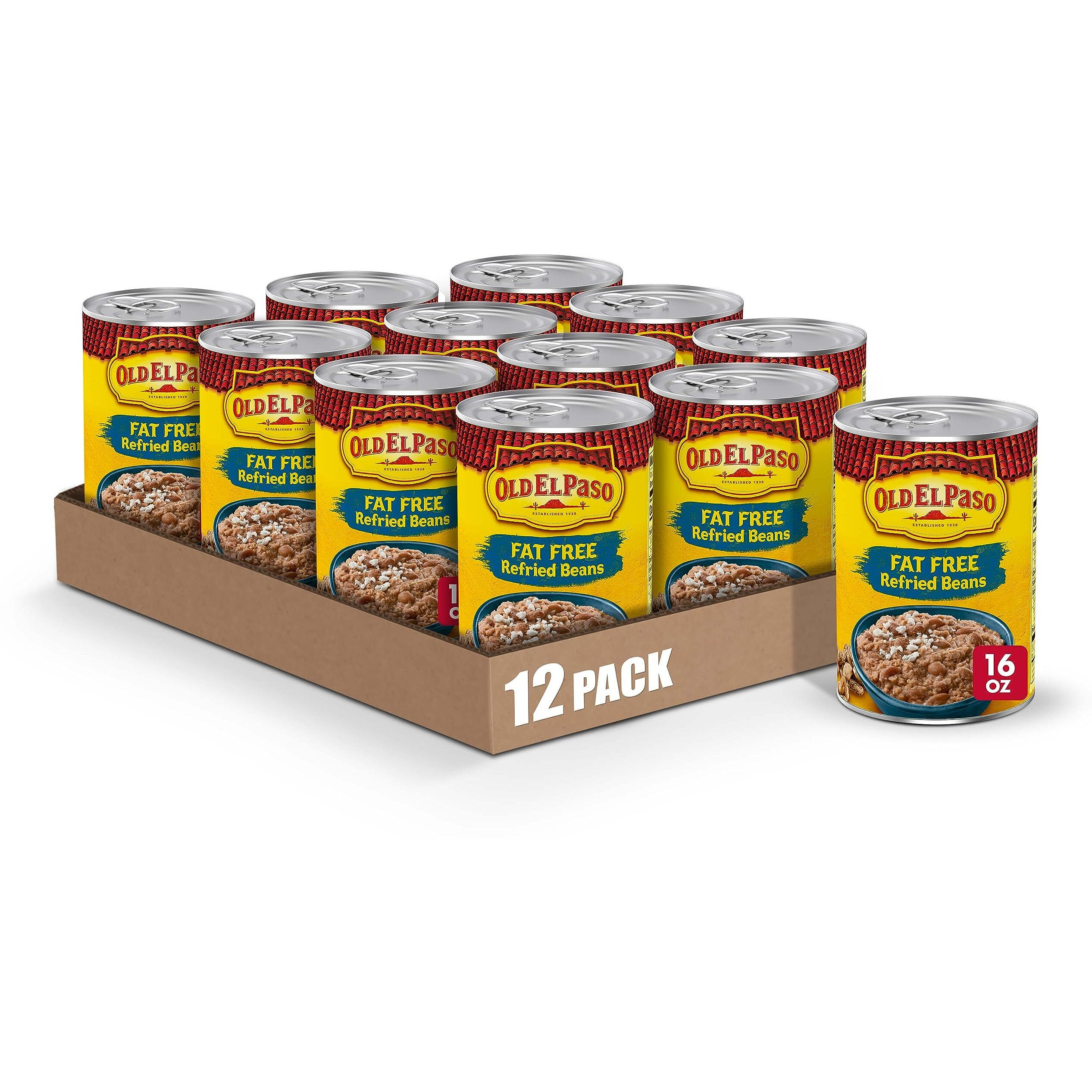 Old El Paso Fat Free Refried Beans, 16 Oz. (Pack Of 12)