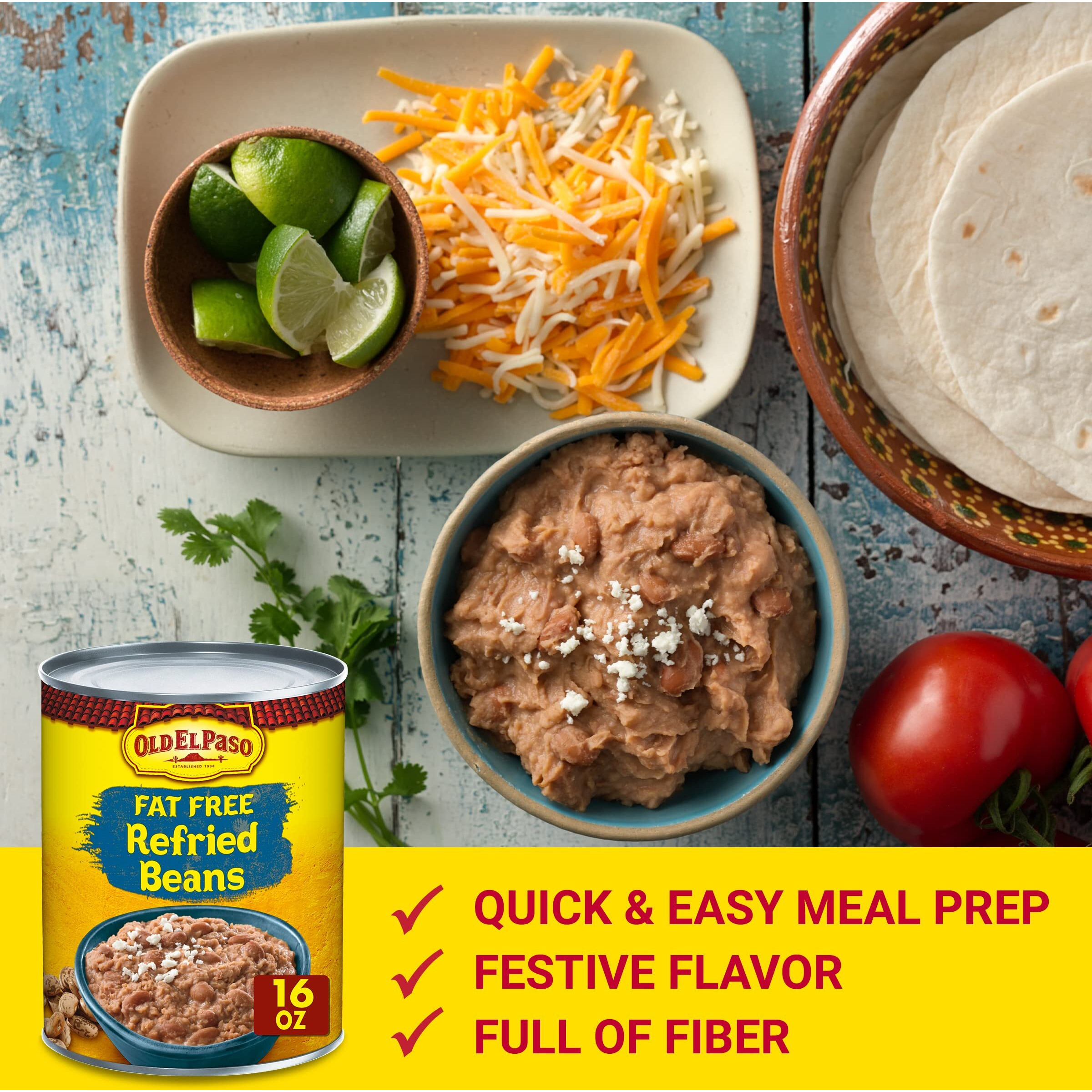 Old El Paso Fat Free Refried Beans, 16 Oz. (Pack Of 12)