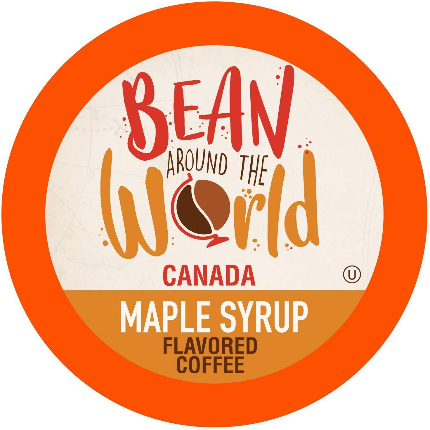 Bean Around The World Flavored Coffee Compatible With 2.0 Keurig K Cup Brewers, Maple Syrup, 40 Count
