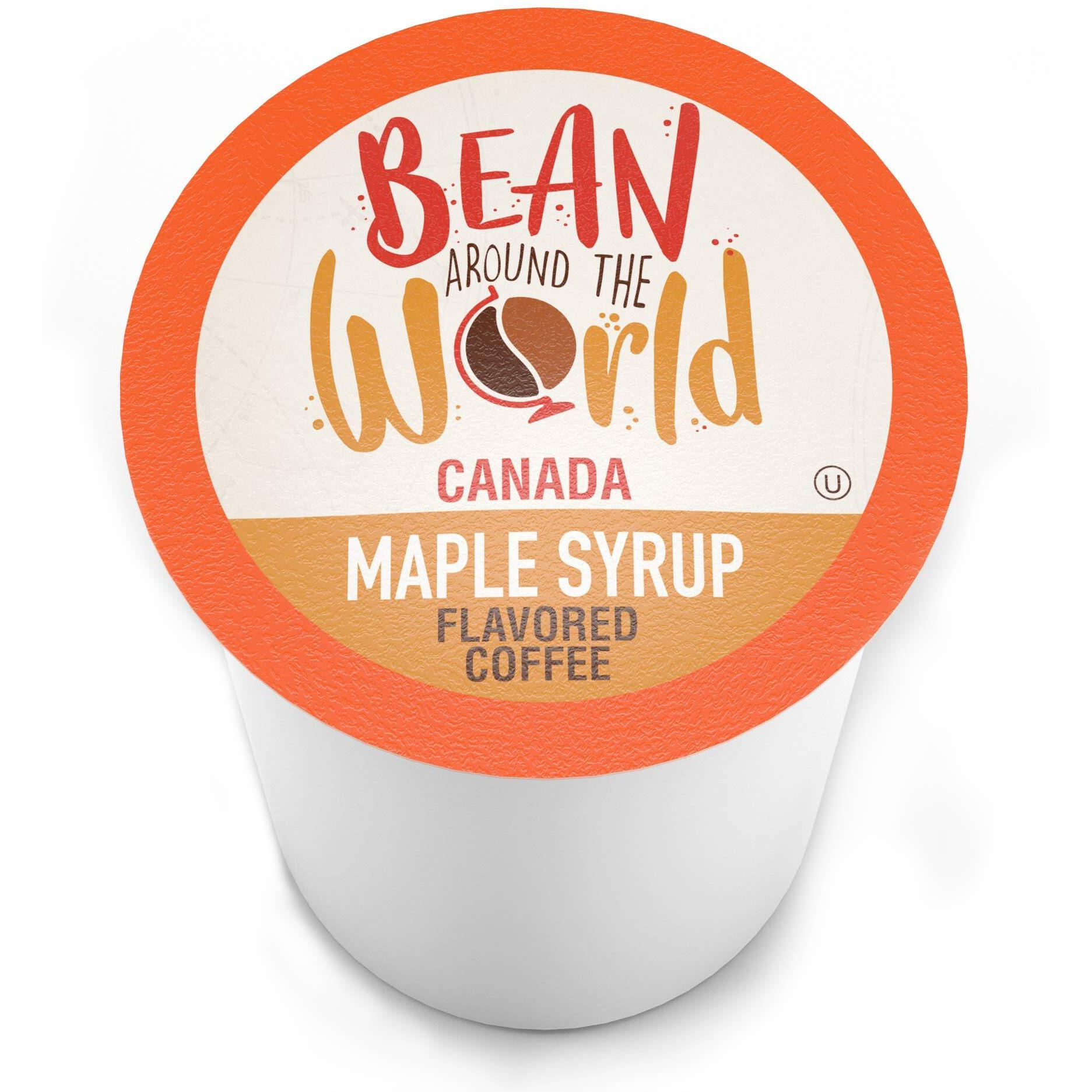 Bean Around The World Flavored Coffee Compatible With 2.0 Keurig K Cup Brewers, Maple Syrup, 40 Count