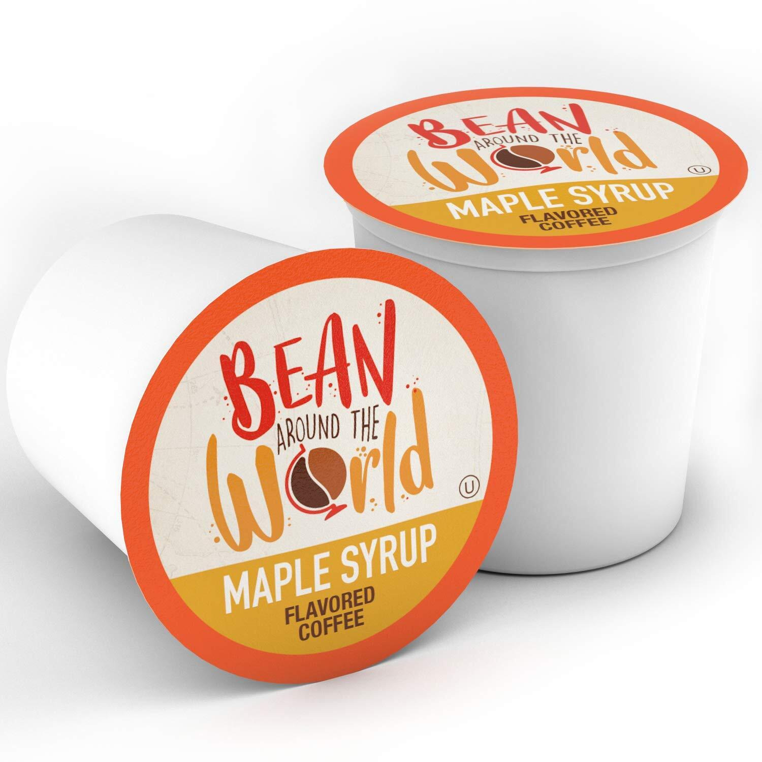 Bean Around The World Flavored Coffee Compatible With 2.0 Keurig K Cup Brewers, Maple Syrup, 40 Count