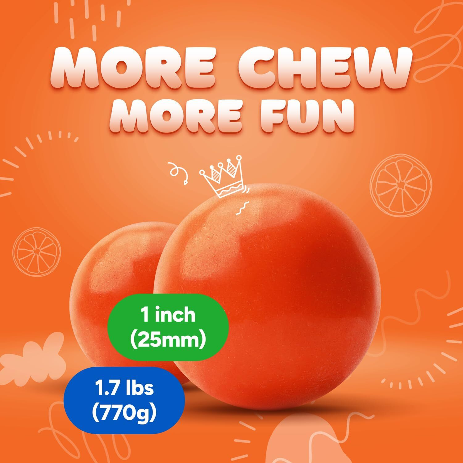 Gumballs For Gumball Machine - 1 Inch Large Double Bubble Gumballs - Orange Flavored Bubble Gum Orange Gumballs - Bulk Gum Balls 1.7 Lb - Chewing Gum For Kids