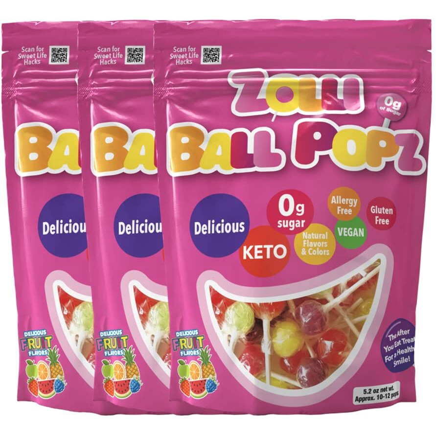 Zolli Ball Popz Clean Teeth Lollipops - Anticavity Sugar-Free Candy For Healthy Smiles, Great For Kids - 5.2 Ounce Pack