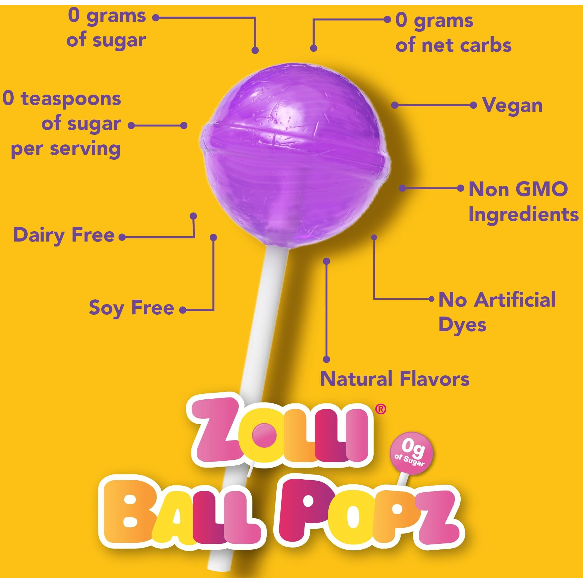 Zolli Ball Popz Clean Teeth Lollipops - Anticavity Sugar-Free Candy For Healthy Smiles, Great For Kids - 5.2 Ounce Pack