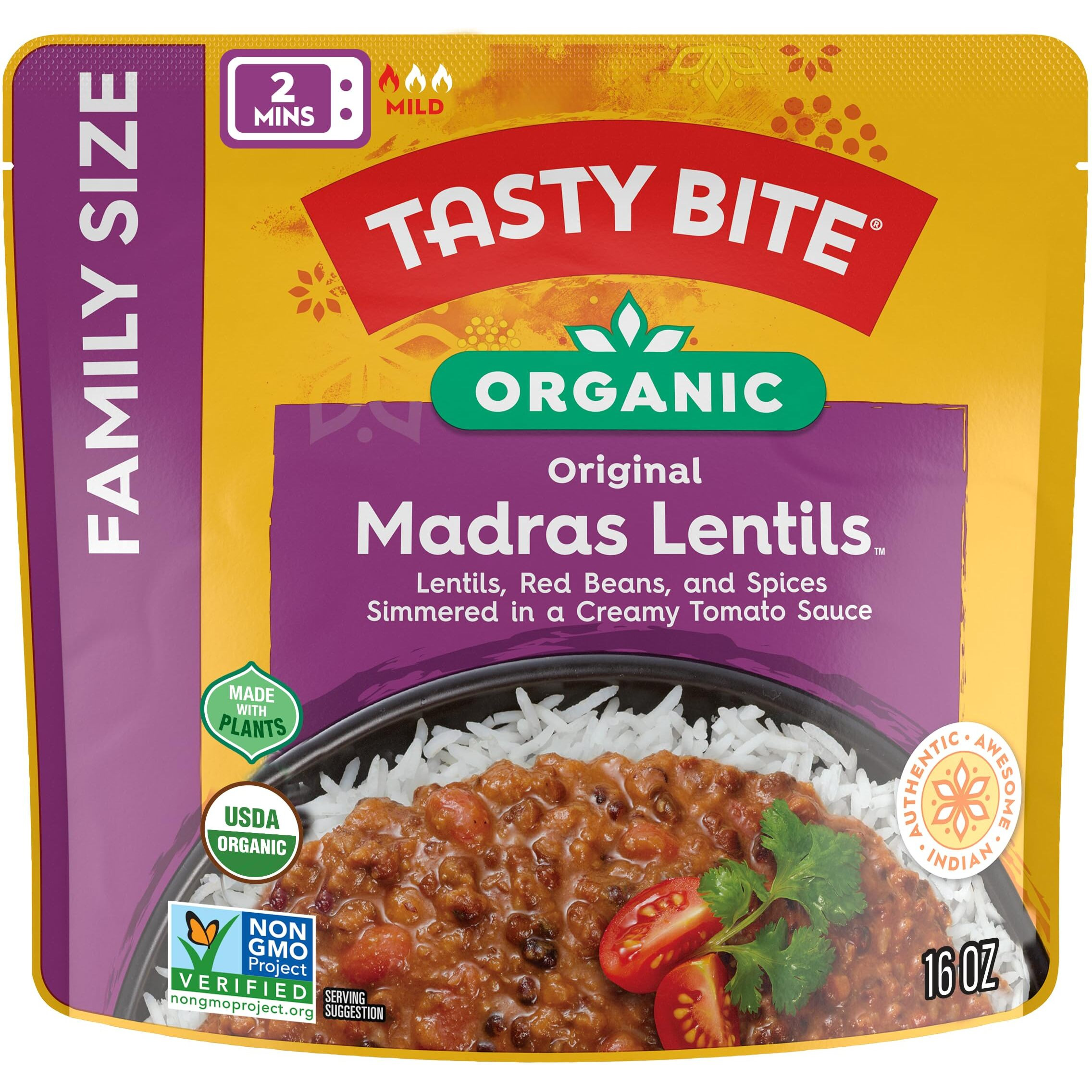 Tasty Bite Family Size Madras Lentil (Pack Of 6)