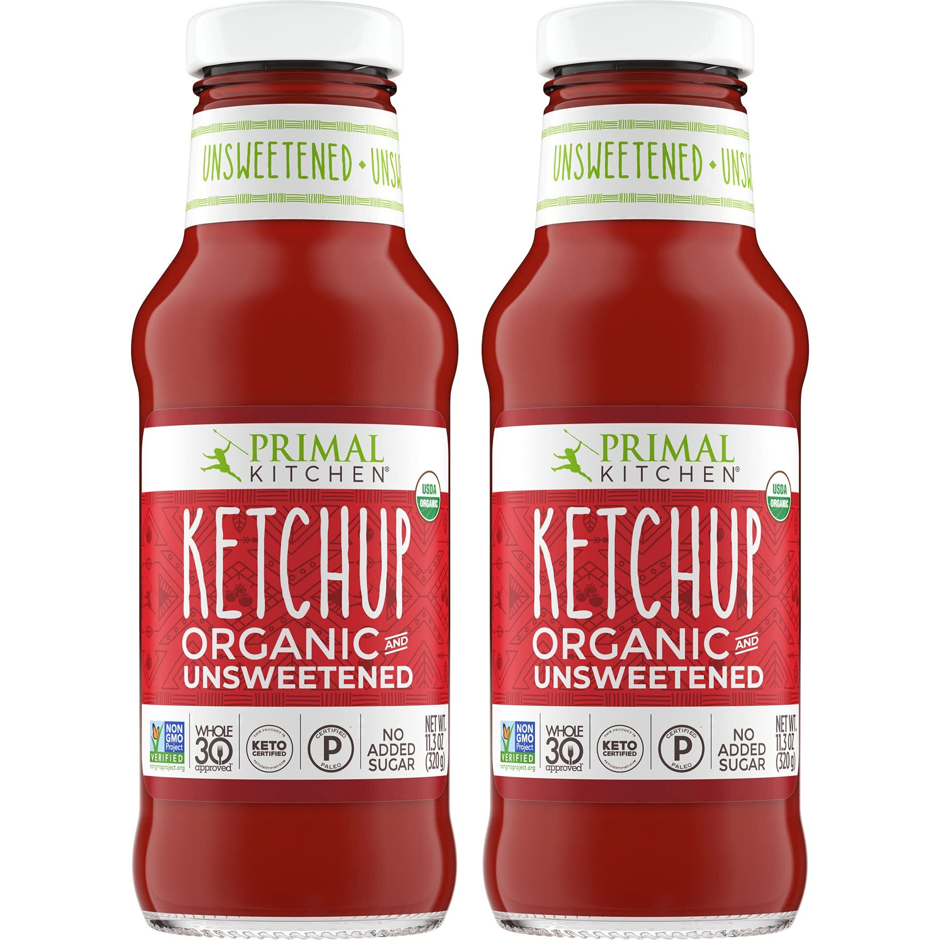 Primal Kitchen Organic Unsweetened Ketchup, No Cane Sugar Or Artificial Sweeteners, 11.3 Oz, Pack Of 2