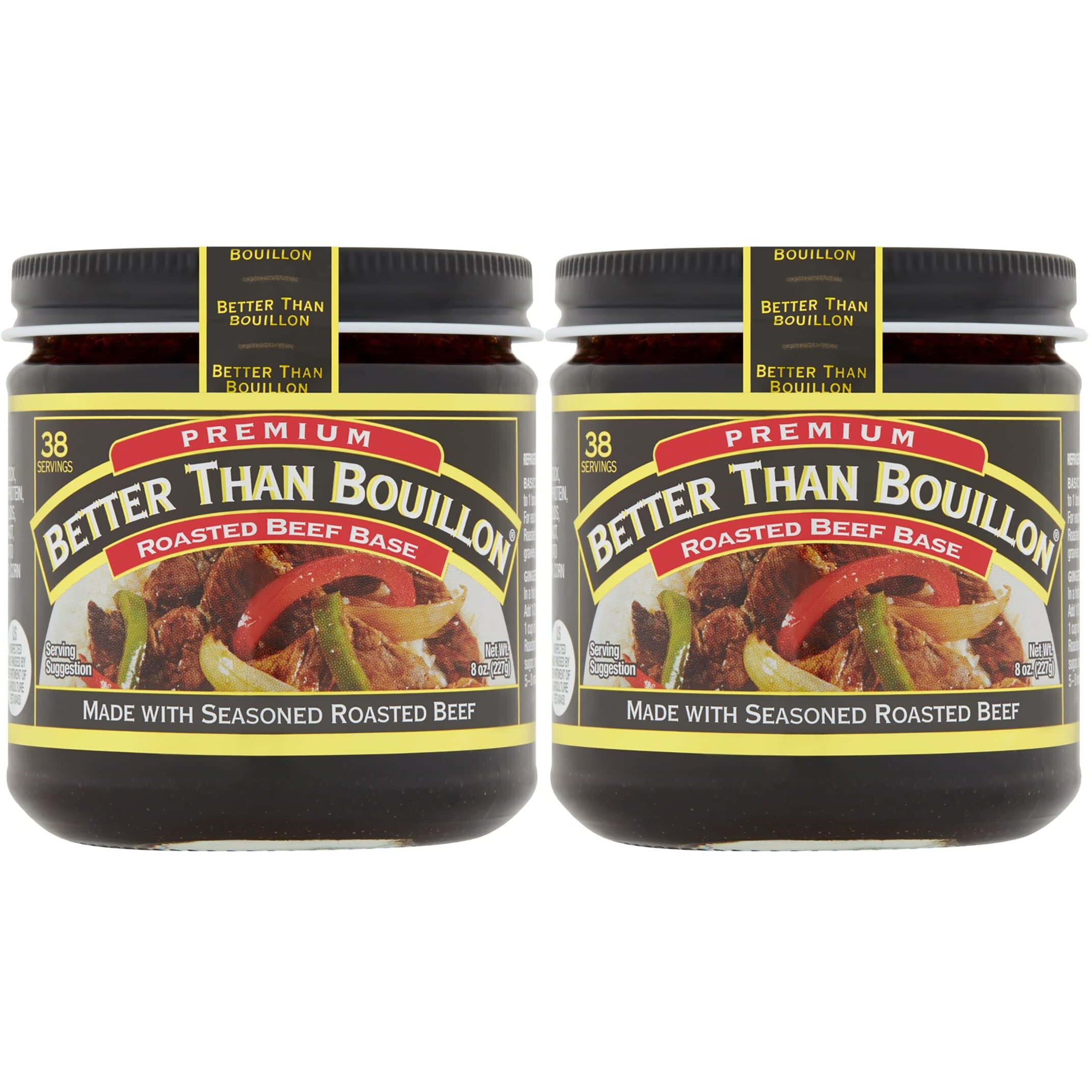 Better Than Bouillon Premium Roasted Beef Base, Made With Seasoned Roasted Beef, Blendable Base For Added Flavor, 38 Servings Per Jar, 8 Ounce Jar (Pack Of 2)