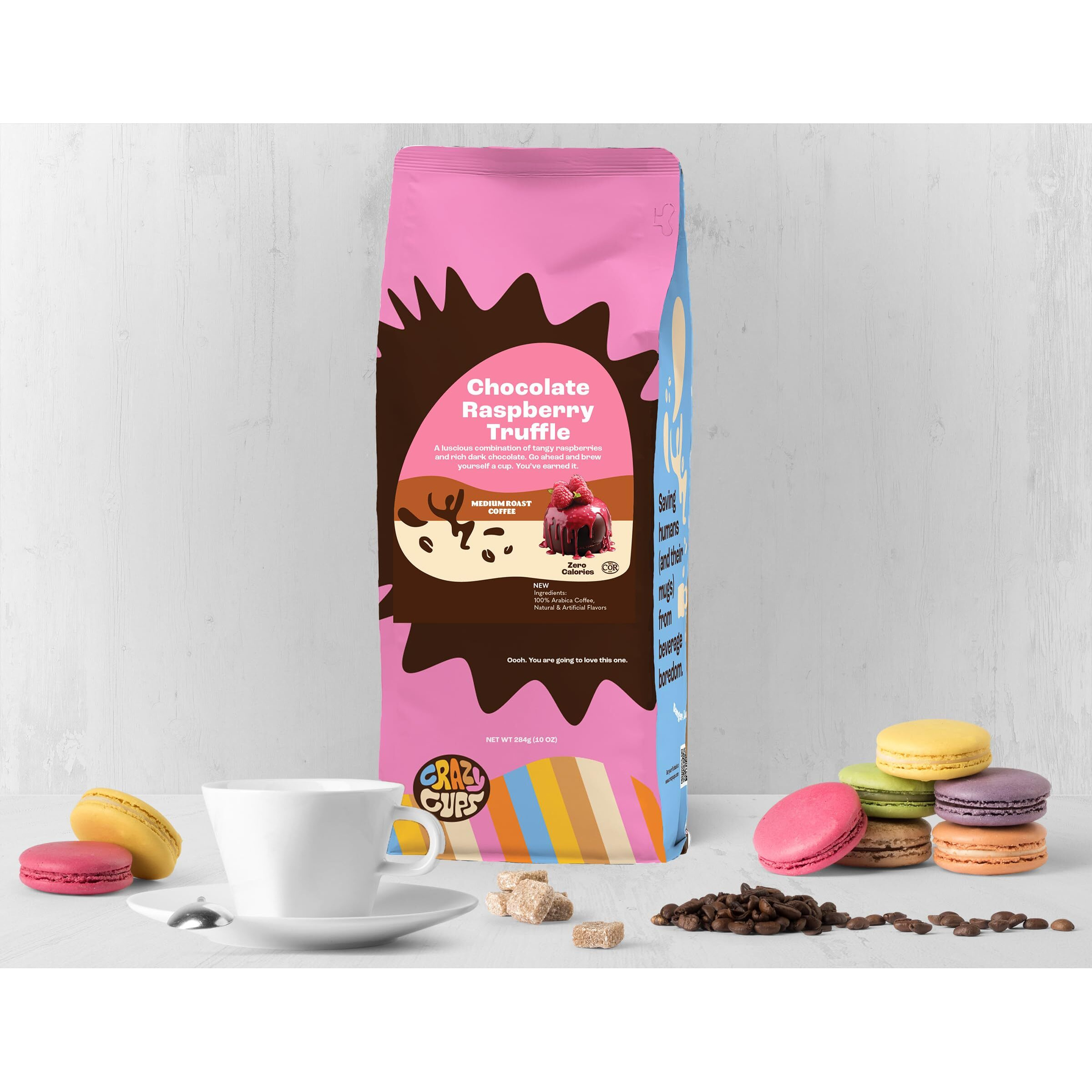 Crazy Cups Flavored Ground Chocolate Coffee, Chocolate Raspberry Coffee In 10 Oz Bag, For Brewing Flavored Hot Or Iced Coffee, 3 Pack