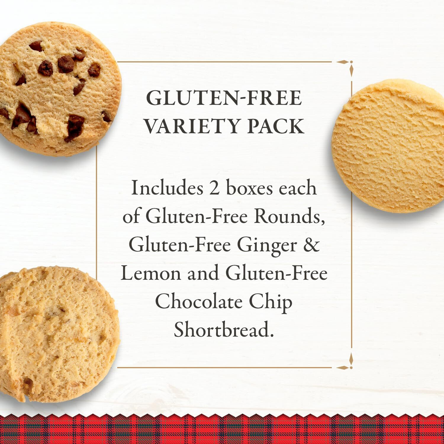 Walker's Shortbread Gluten Free Variety Pack, 2 Of Each Shortbread Rounds, Chocolate Chip, Ginger & Lemon, All-Butter Shortbread Cookie (Pack Of 6)
