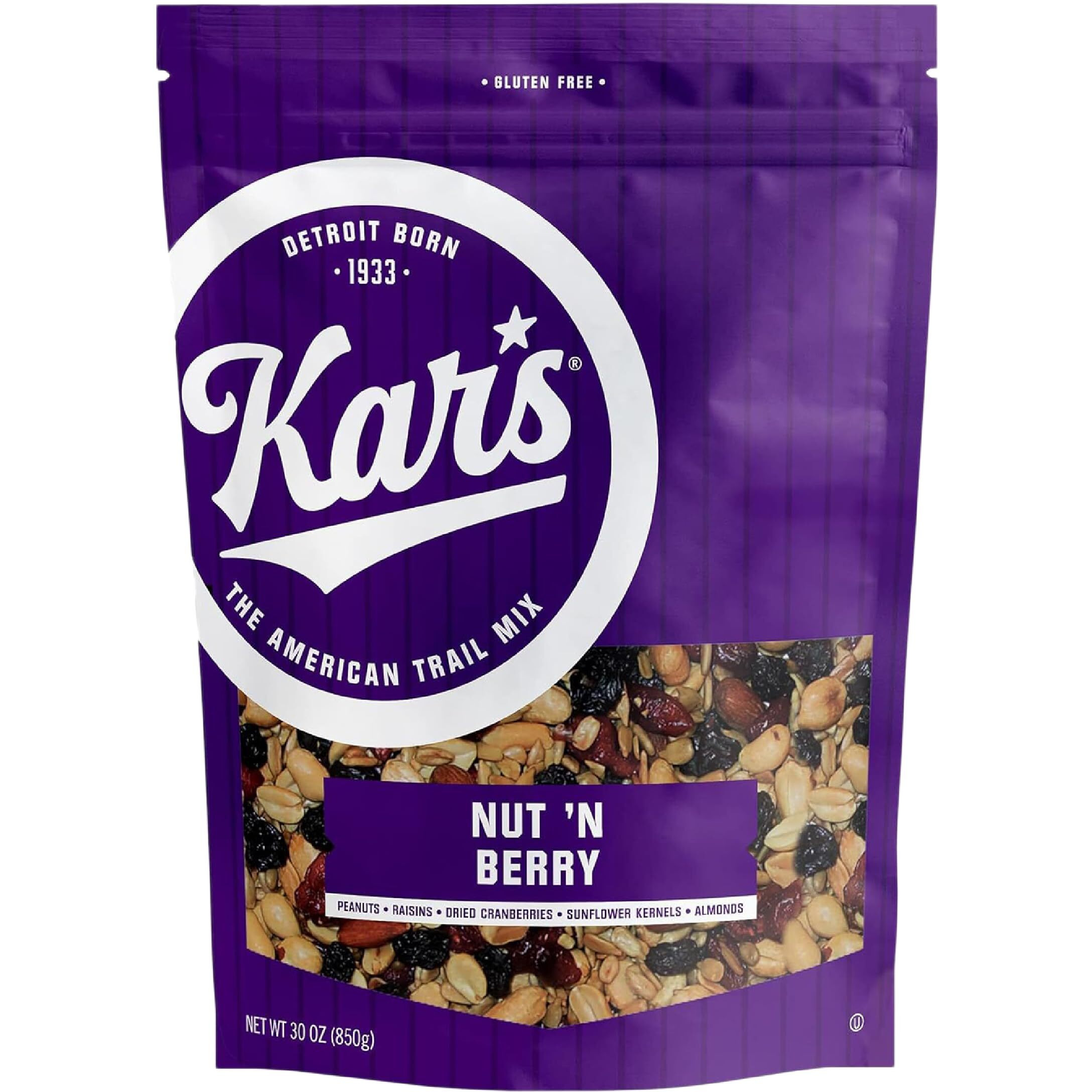 Kars Nuts Nut N Berry Trail Mix, 30 Oz - Resealable Pouch (Pack Of 1) - No Salt Added Snack Mix For Long-Lasting Energy