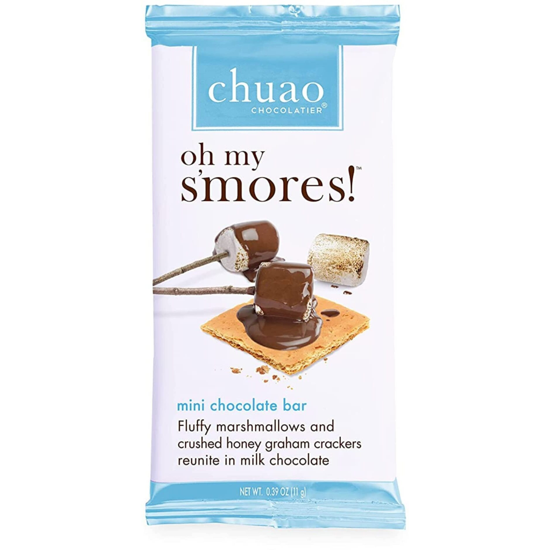 Chuao Chocolatier Oh My S'Mores Milk Chocolate Mini Bars | Gourmet Marshmallow Graham Cracker No Preservatives | For Gift Baskets, Christmas, Birthday | 20 Pack