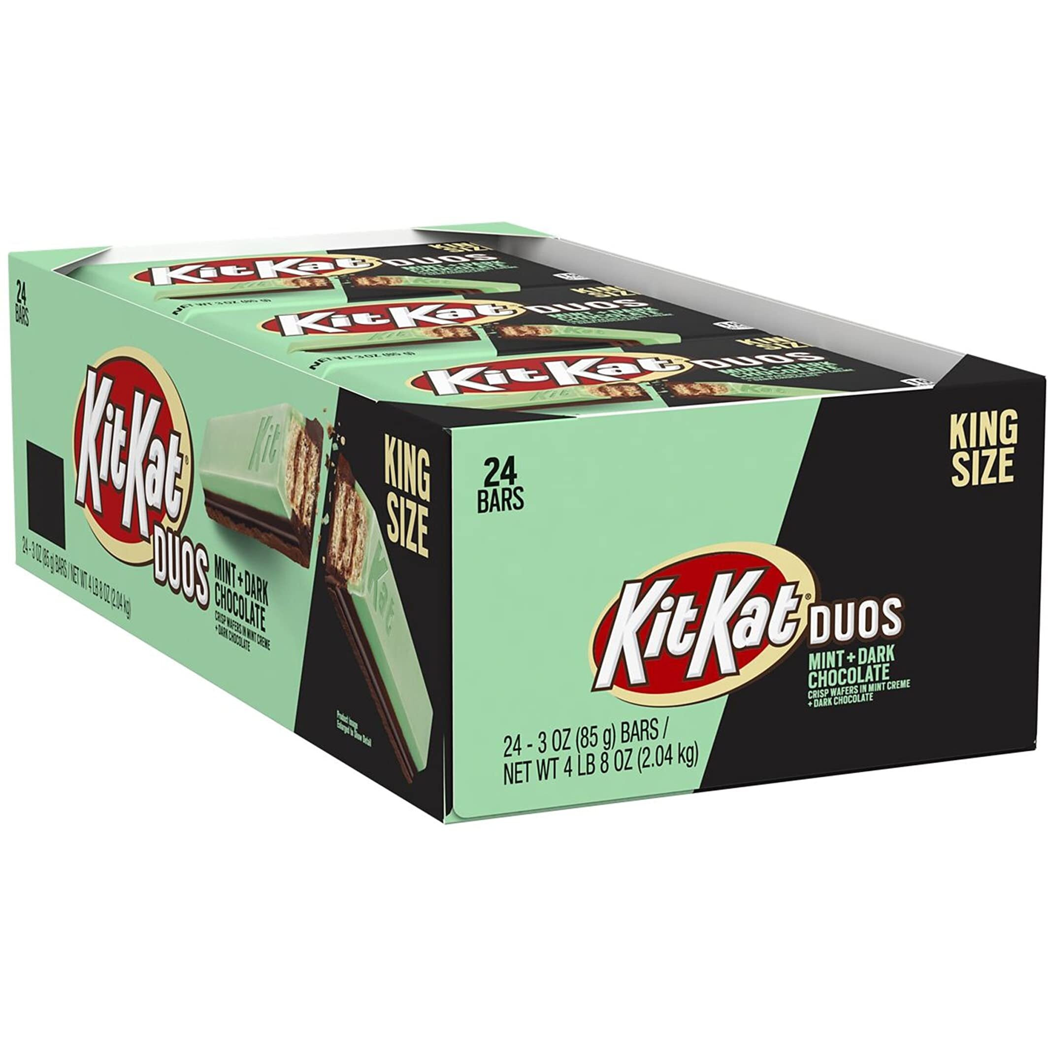 Kit Kat Duos Dark Chocolate Mint Wafer King Size, Candy Bars, 3 Oz (24 Count)