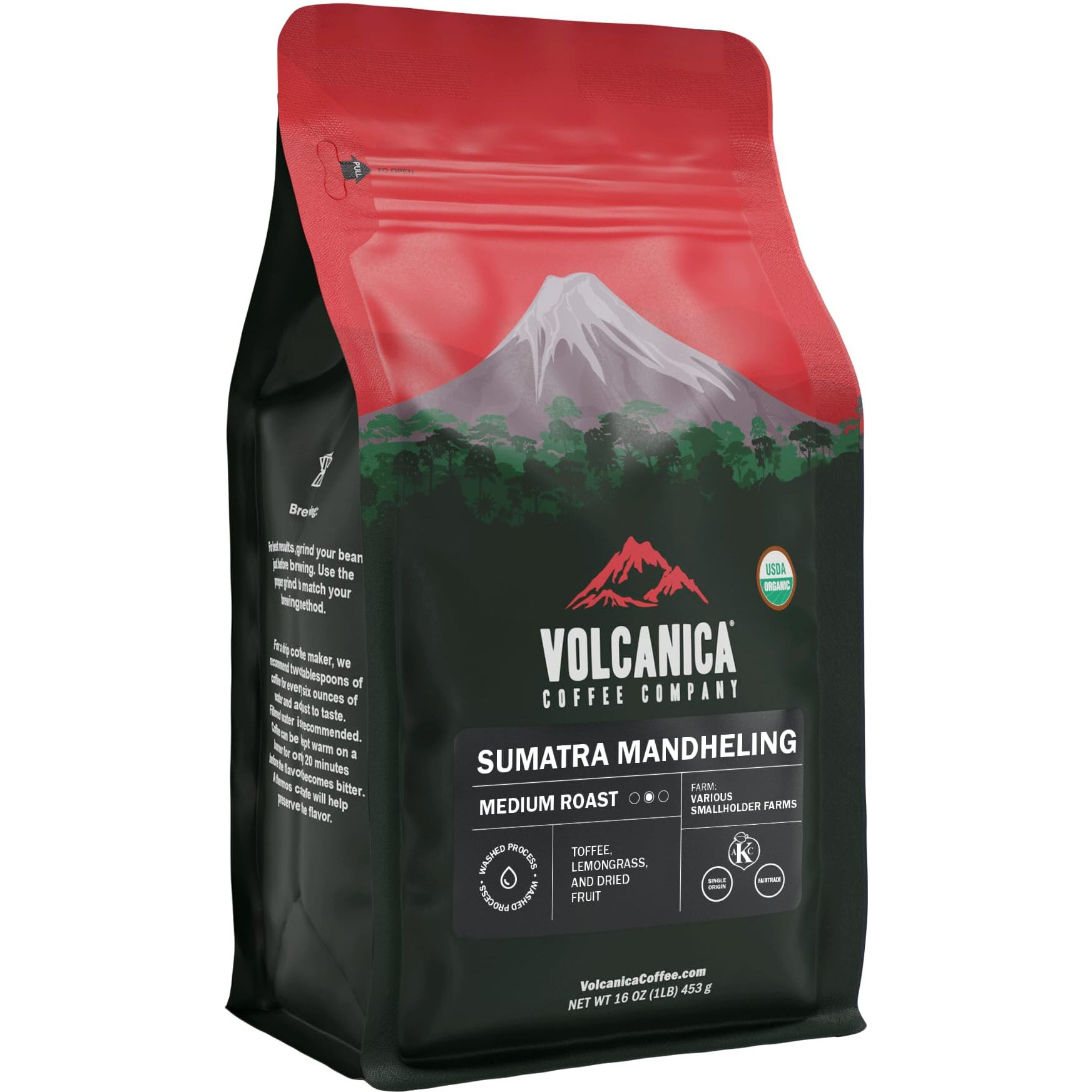 Sumatran Coffee, Mandheling, Ground, Usda Organic, Fair Trade, Fresh Roasted, 16-Ounce