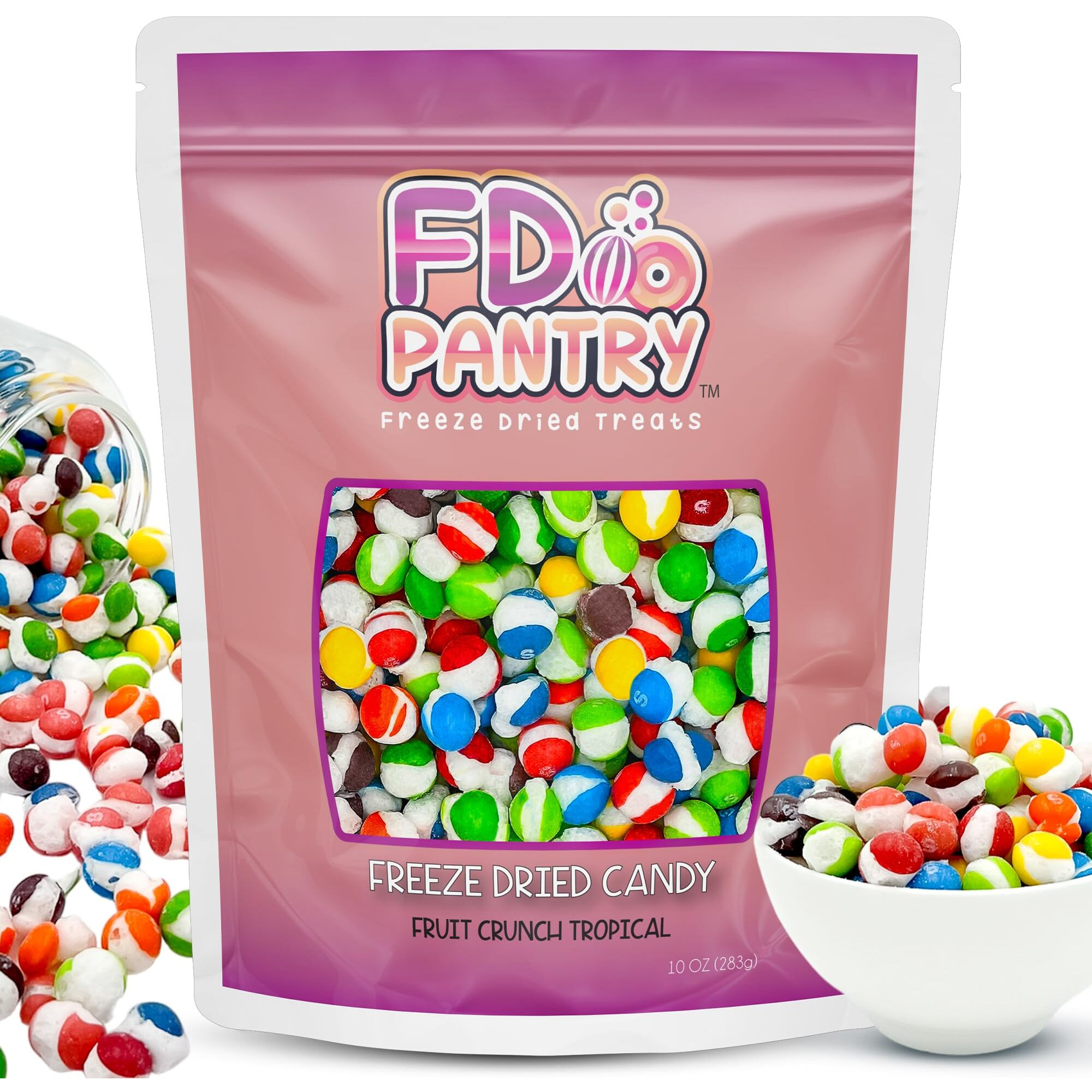 Fruit Crunch Tropical - Freeze Dried Candy, 10 Oz - Exotic Fruit Flavors, Large Pouch - Ideal Gift Snack Treat