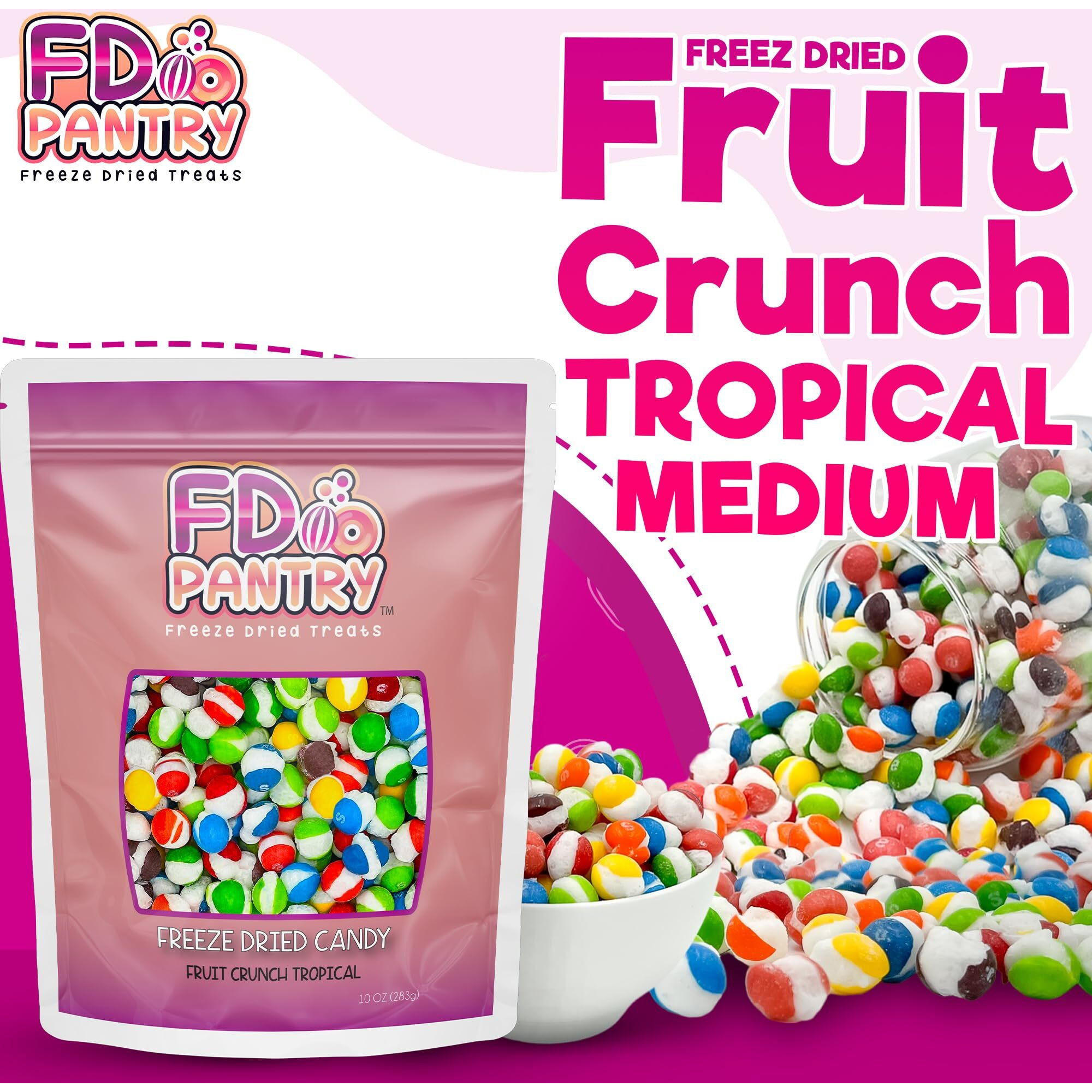 Fruit Crunch Tropical - Freeze Dried Candy, 10 Oz - Exotic Fruit Flavors, Large Pouch - Ideal Gift Snack Treat