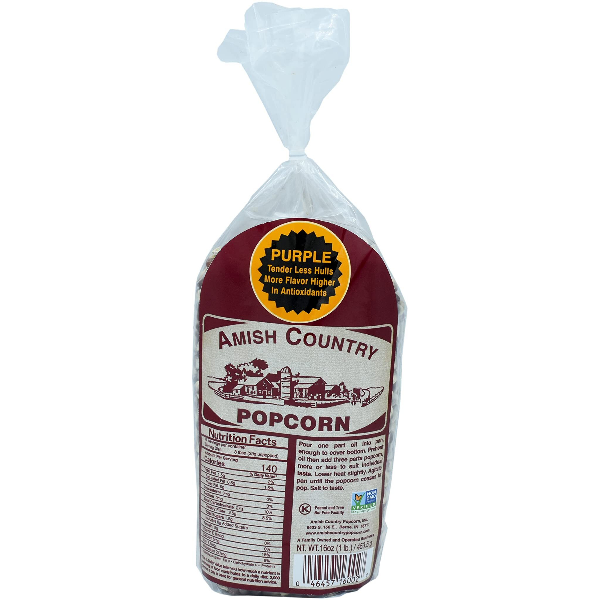 Amish Country Popcorn | 1 Lbs Bag | Purple Popcorn Kernels | Old Fashioned, Non-Gmo And Gluten Free (Purple - 1 Lbs Bag)