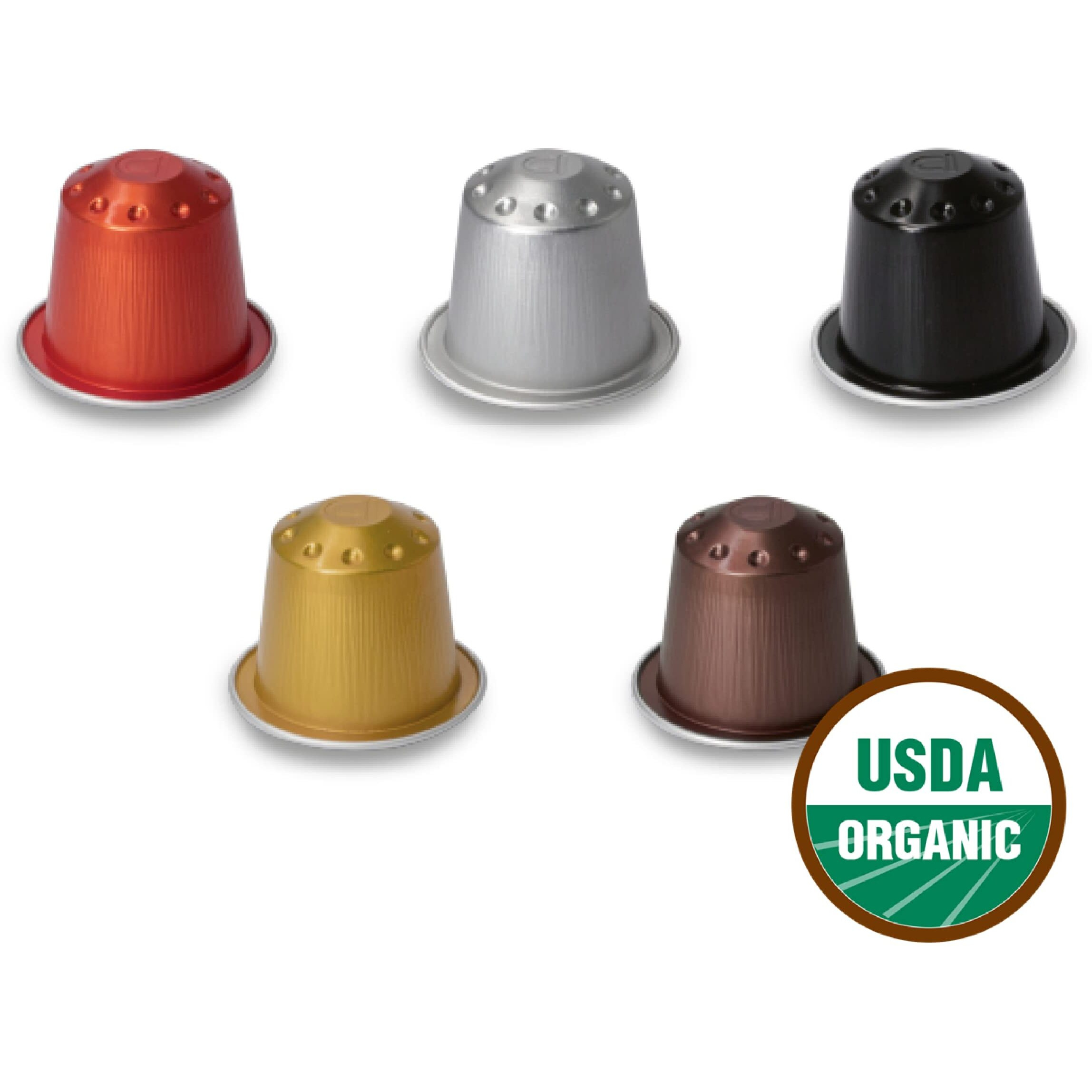 Organic Usda Caf   Romano Coffee Aluminum Espresso Pods For Nespresso Original Machine 100 Pack Italian Espresso Coffee (Variety Pack)