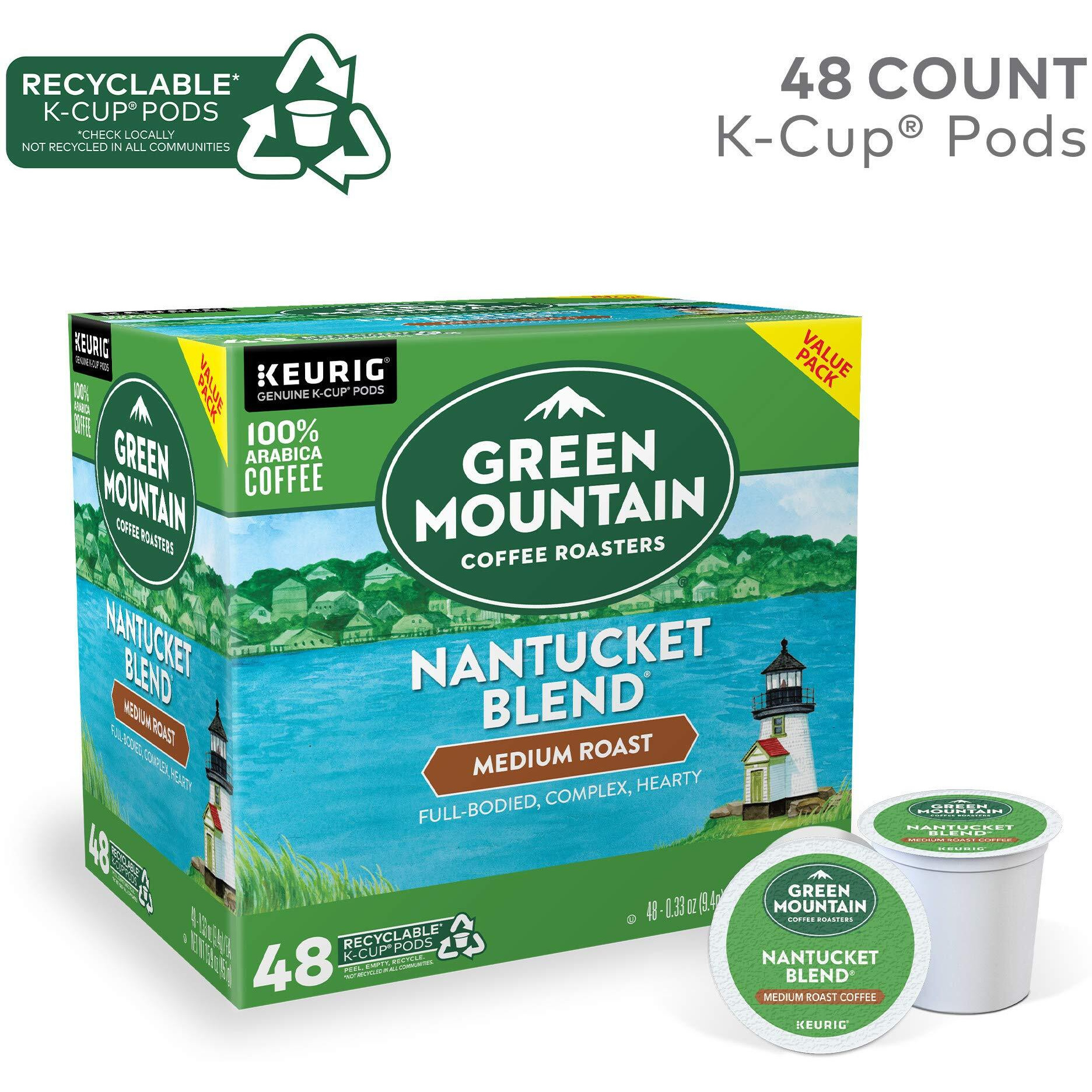 Green Mountain Coffee Roasters Nantucket Blend, Single-Serve Keurig K-Cup Pods, Medium Roast Coffee Pods, 48 Count