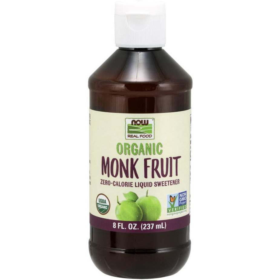 Now Foods, Certified Organic Monk Fruit Liquid, Zero-Calorie Liquid Sweetener, Non-Gmo, Low Glycemic Impact, 8-Ounce