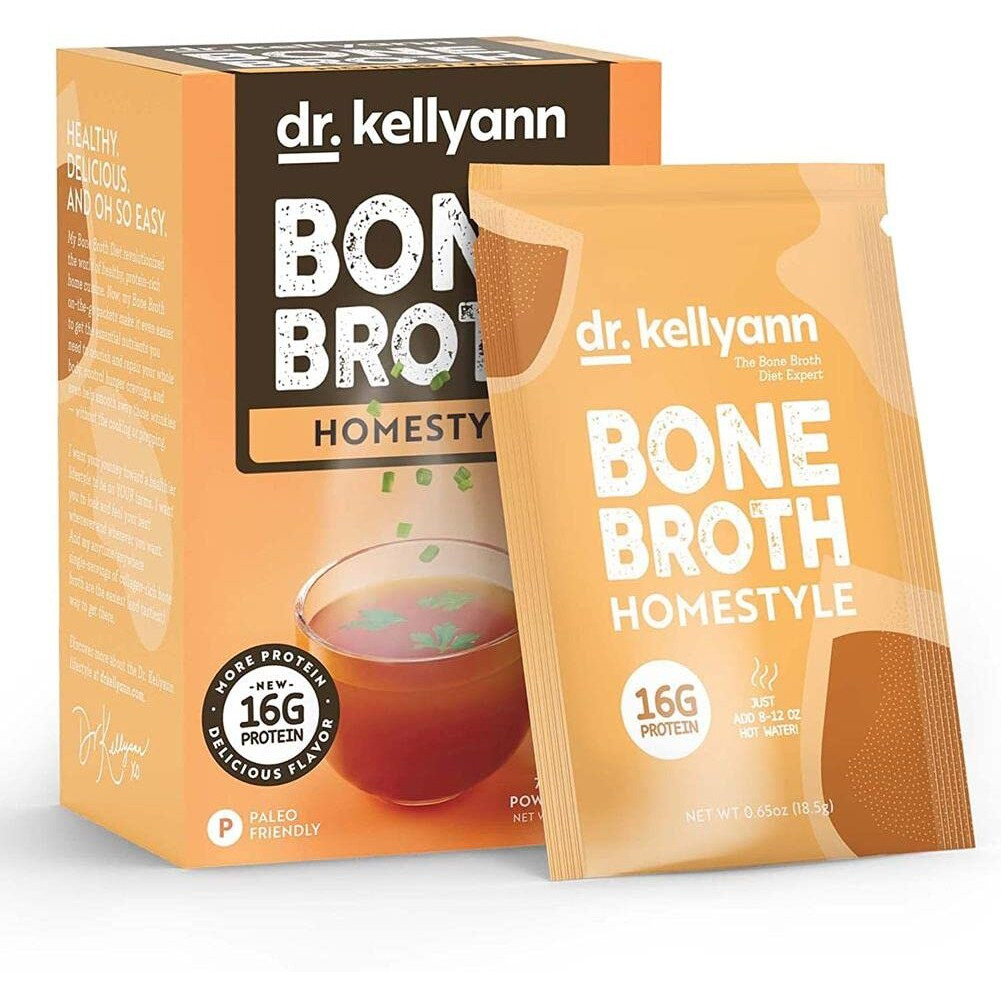 Dr. Kellyann Bone Broth Collagen Powder Packets (7 Servings, 1 Box), 16G Protein/Serving, 100% Grass-Fed Hydrolyzed Collagen Powder, Keto & Paleo Friendly