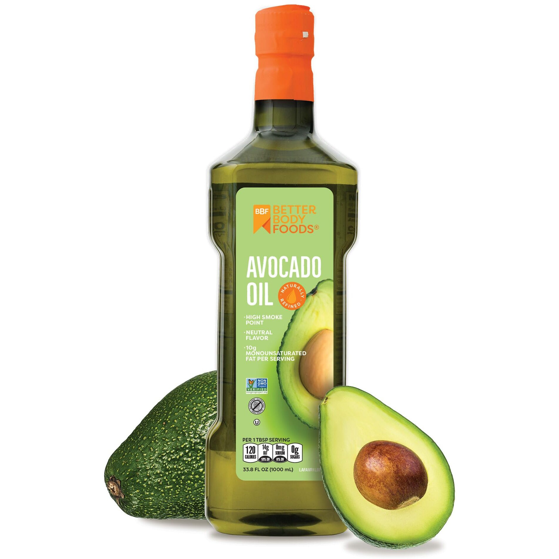 Betterbody Foods Refined Non-Gmo Cooking Oil, Kosher, Keto And Paleo Diet Friendly, For High-Heat Cooking, Avocado Oil, 1 Liter, 33.8 Fl Oz