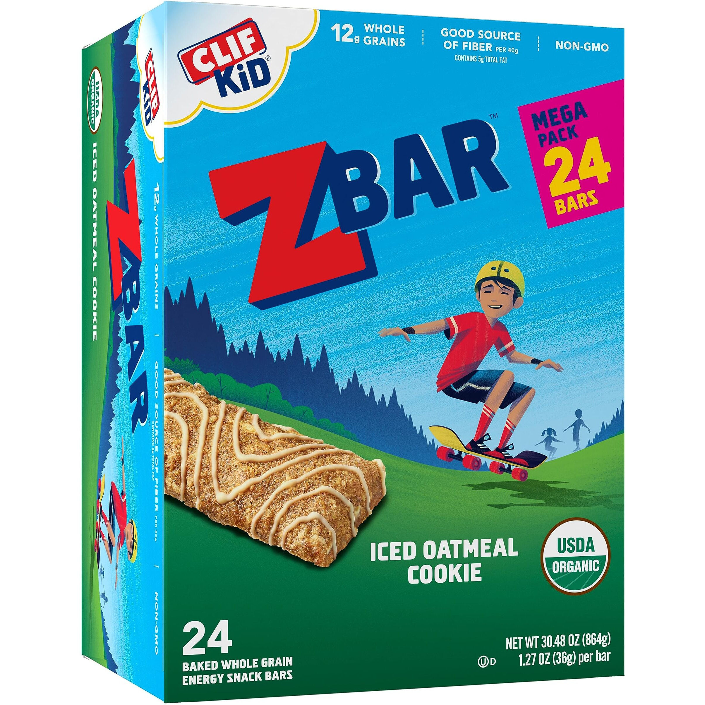Clif Kid Zbar - Iced Oatmeal Cookie - Soft Baked Whole Grain Snack Bars - Usda Organic - Non-Gmo - Plant-Based - 1.27 Oz. (24 Pack)
