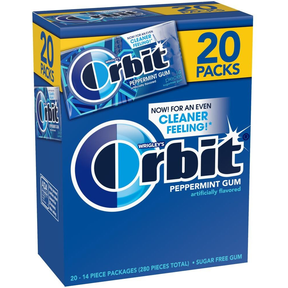 Orbit Peppermint Sugarfree Chewing Gum Bulk, 20 Packs Of 14-Pieces (280 Total Pieces)