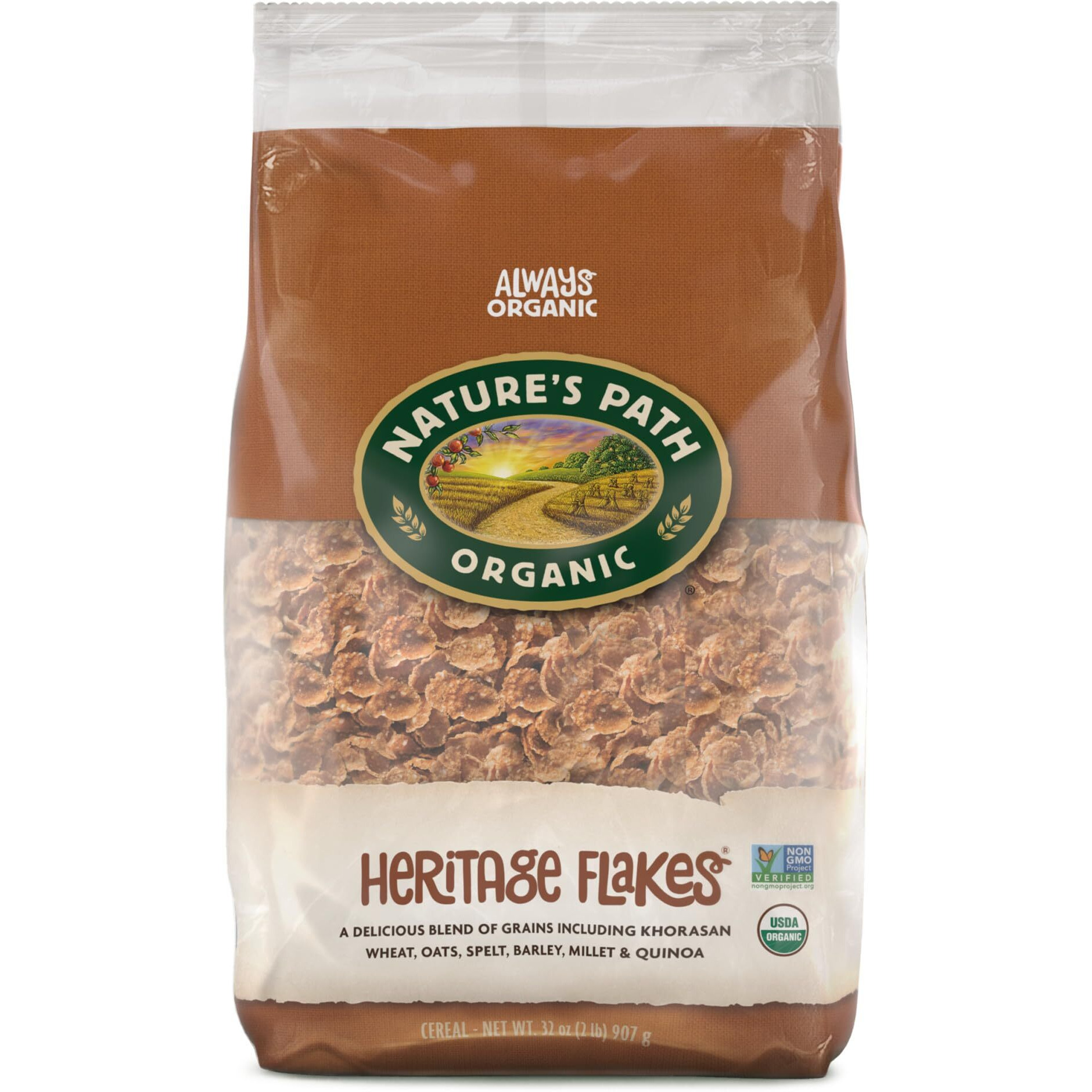 Nature's Path Organic Heritage Flakes Cereal, 2 Lbs. Earth Friendly Package (Pack Of 6)
