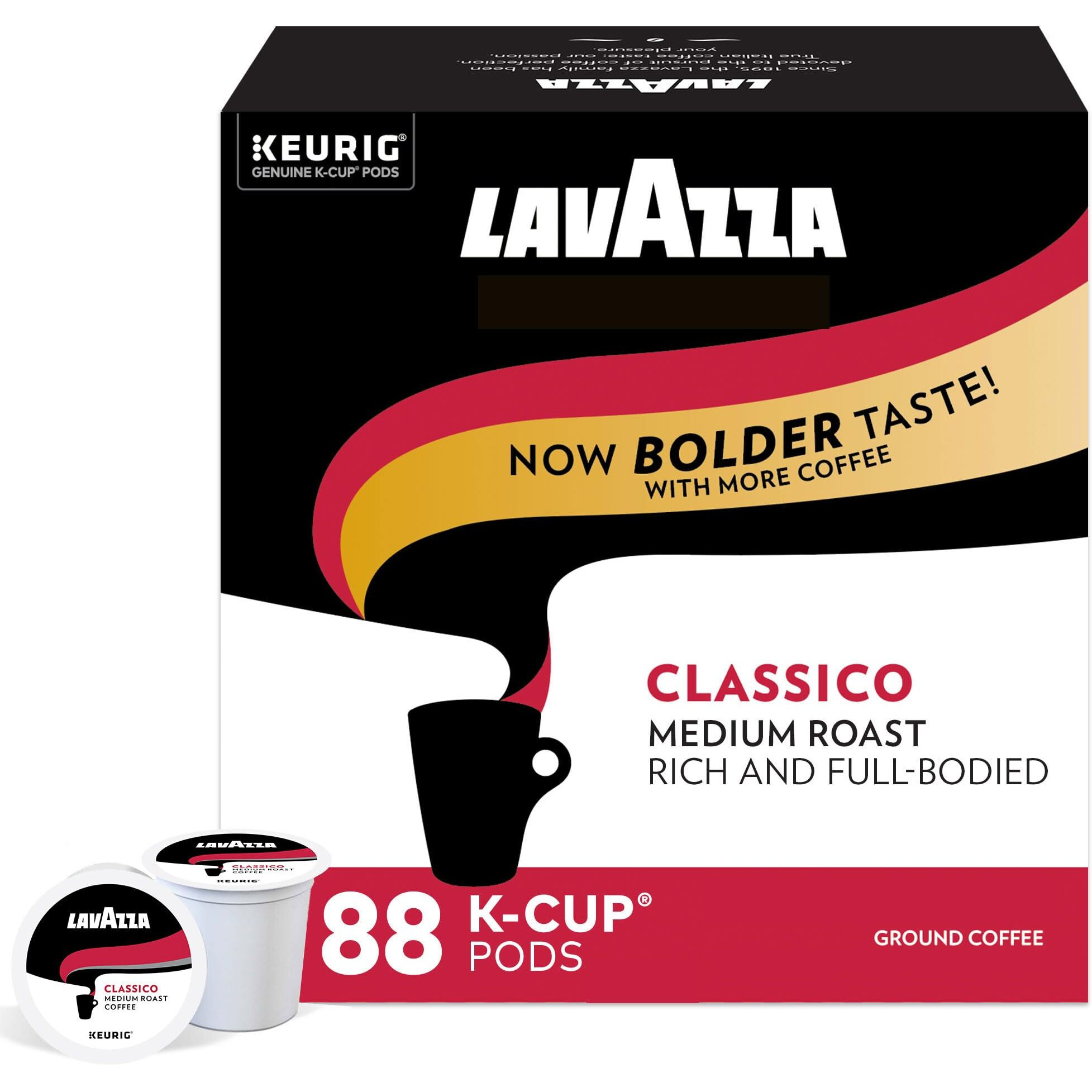 Lavazza Classico Single-Serve Coffee K-Cups For Keurig Brewer, Medium Roast, 88 Capsules Value Pack, 1