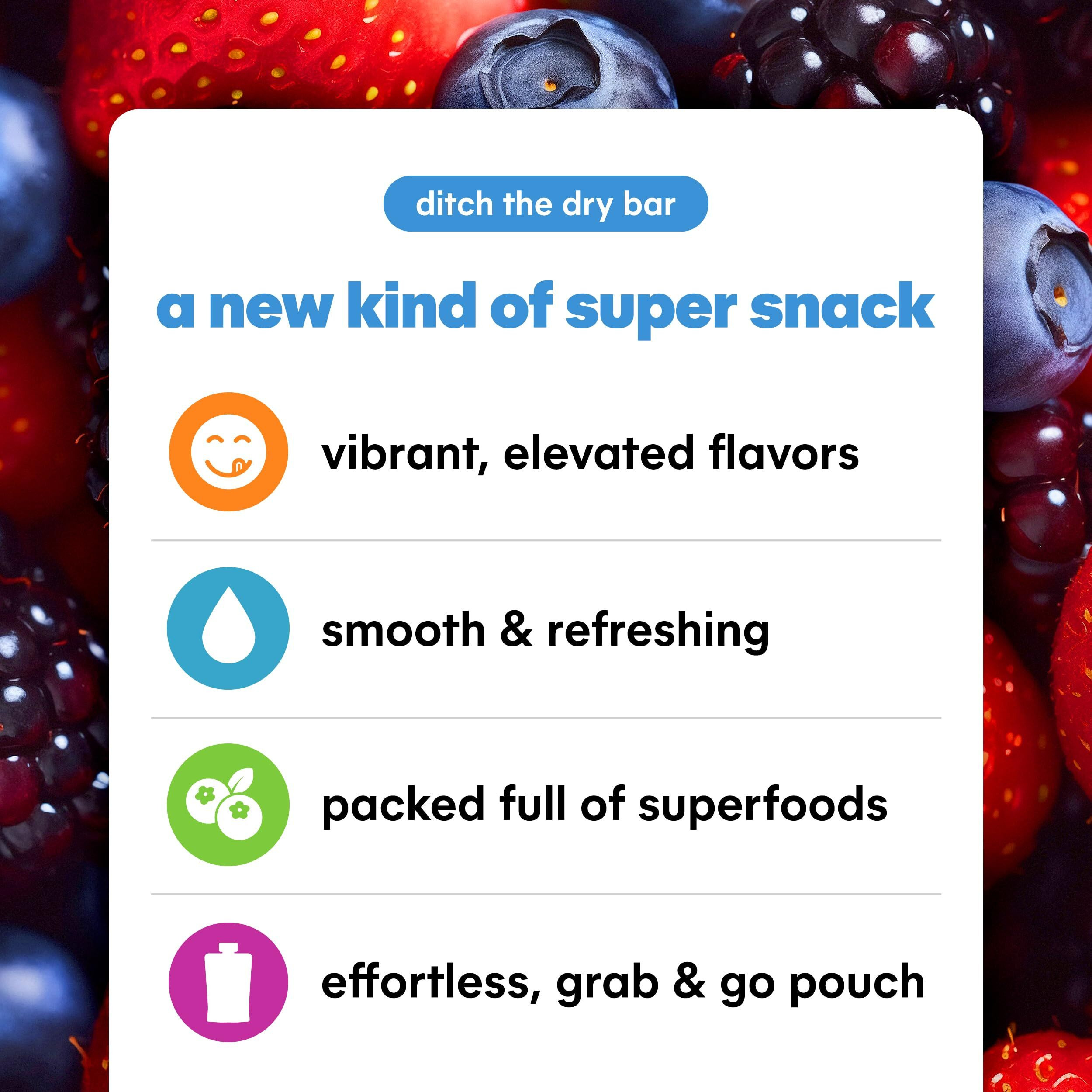 Noka Superfood Fruit Smoothie Pouches, Super Berry With Immune Support, Healthy Snacks With Elderberry, Flax Seed, Plant Protein, And Prebiotic Fiber, Gluten Free And Vegan, 4.22 Oz, 12 Count