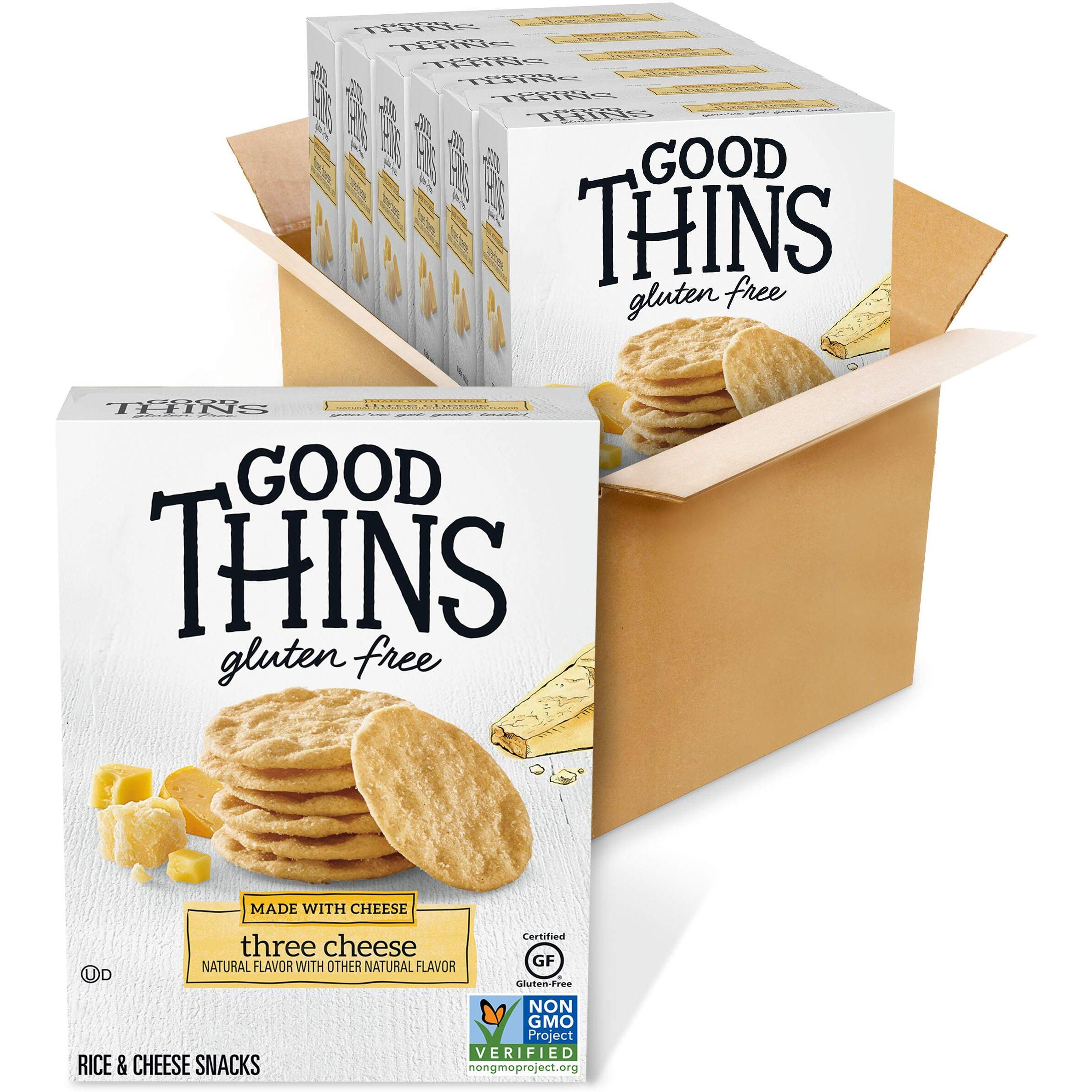 Good Thins Three Cheese Rice & Cheese Snacks Gluten Free Crackers, 6 - 3.5 Oz Boxes