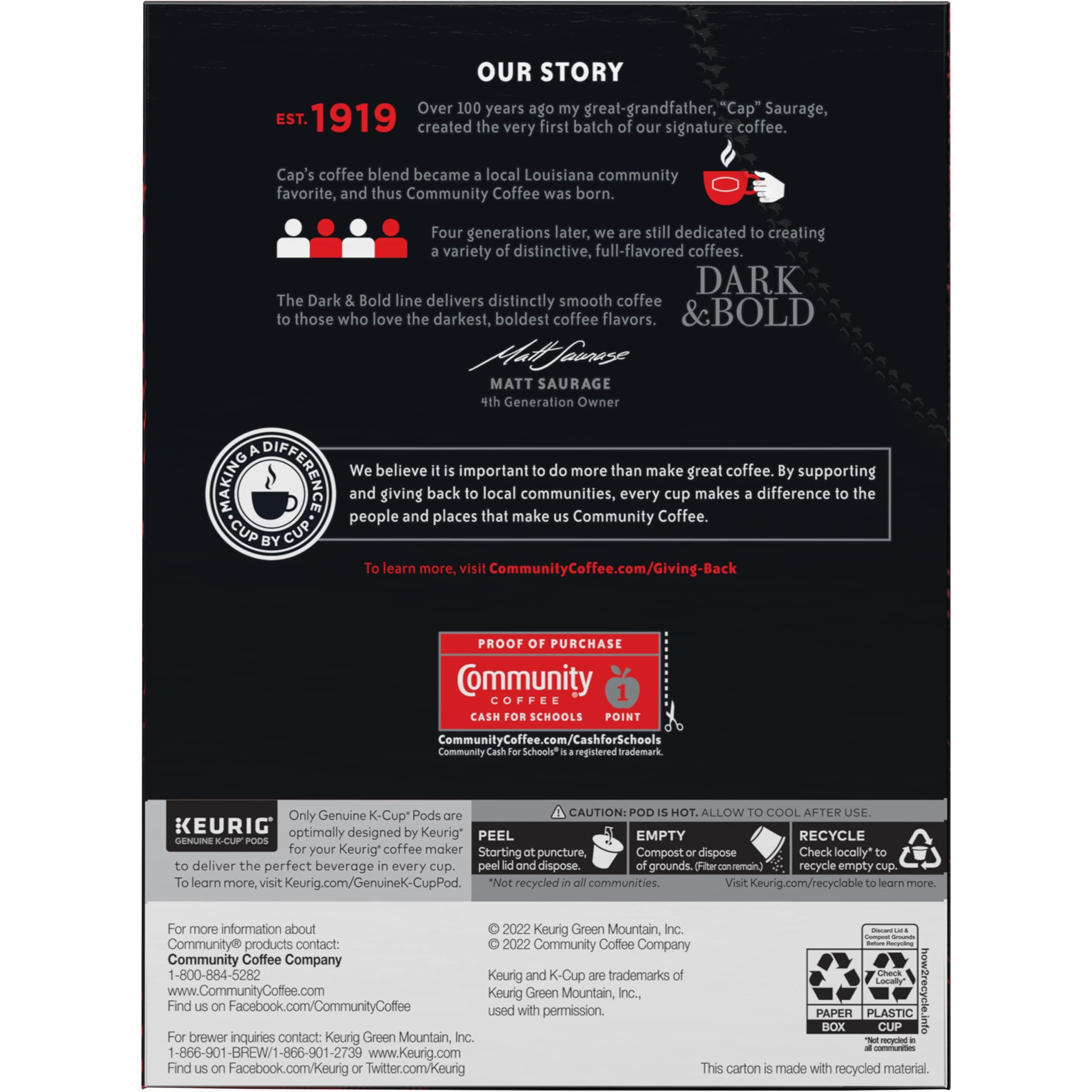 Community Coffee Dark & Bold Exxtra Boost 24 Count Coffee Pods, Compatible With Keurig 2.0 K-Cup Brewers, 24 Count (Pack Of 1)