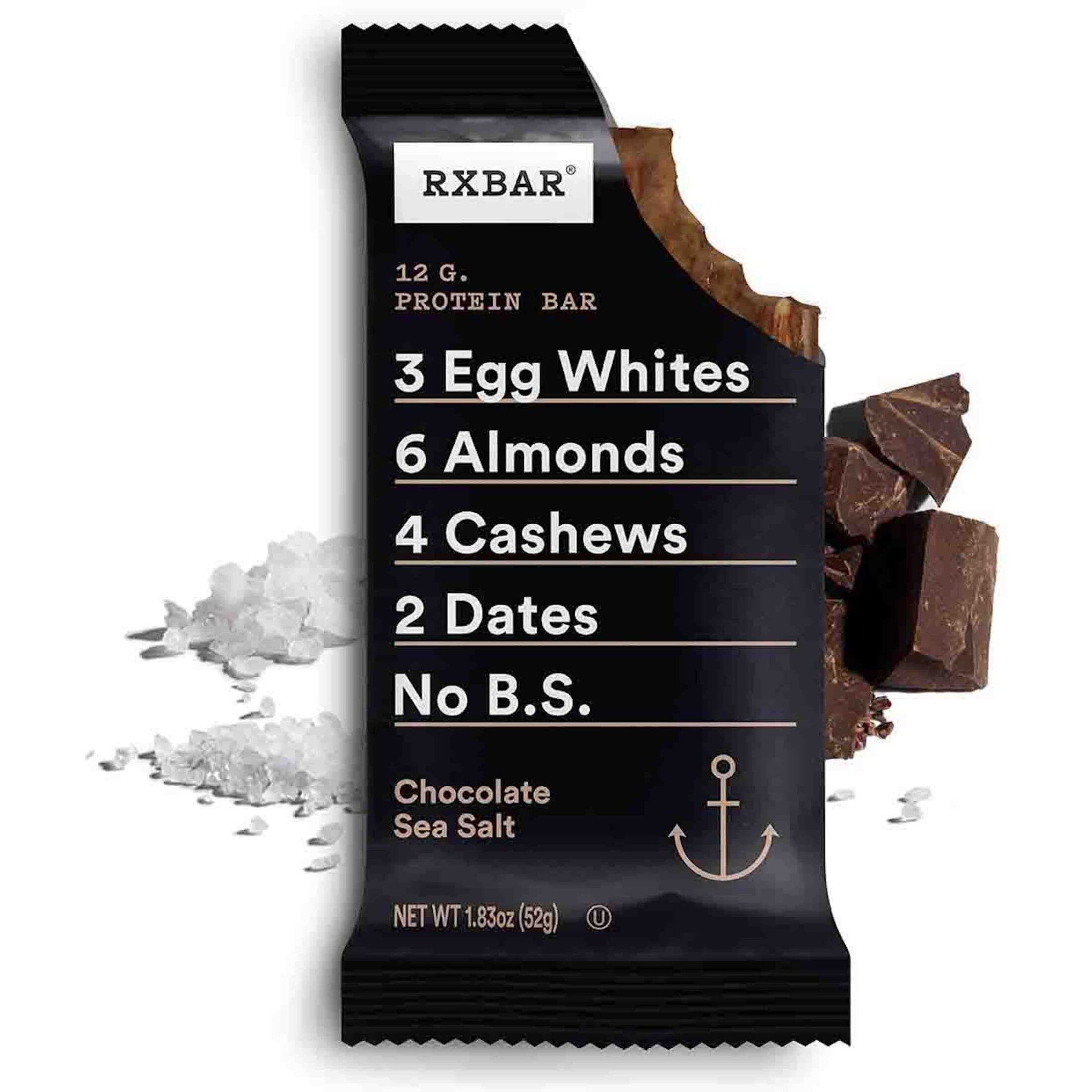 Rxbar Protein Bars, 12G Protein, Gluten Free Snacks, Chocolate Sea Salt (6 Boxes, 30 Bars)
