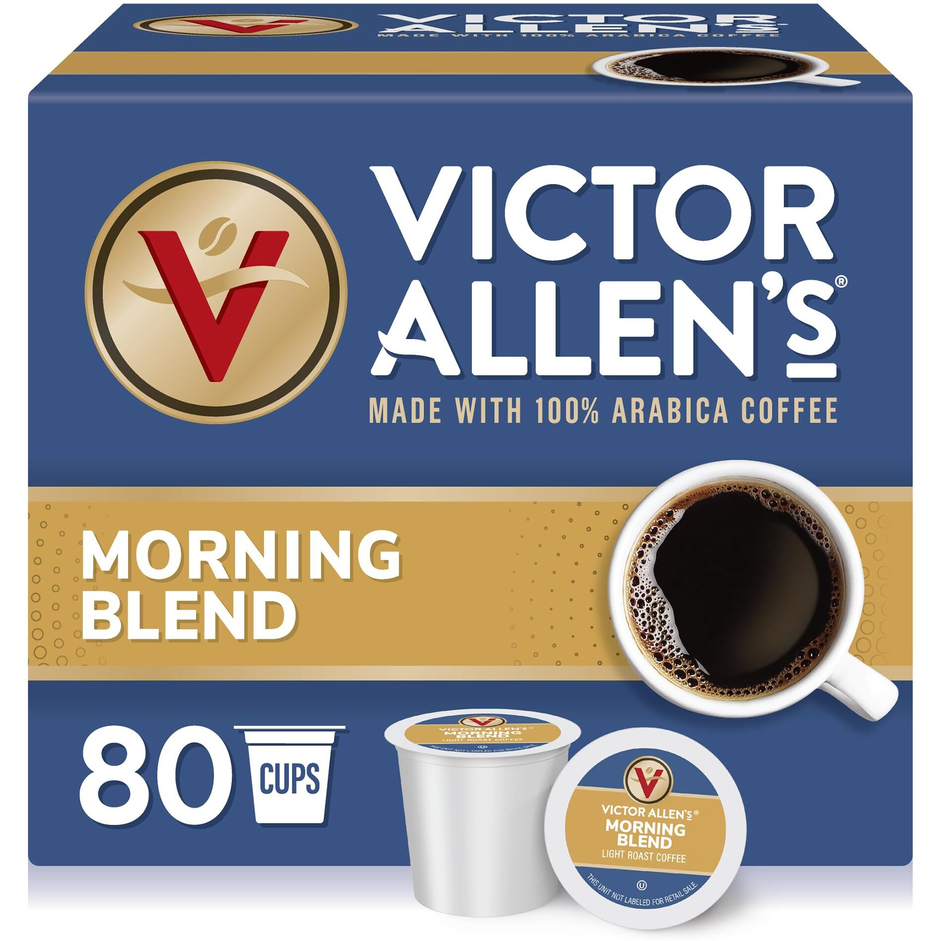 Victor Allen's Coffee Morning Blend, Light Roast, 80 Count, Single Serve Coffee Pods For Keurig K-Cup Brewers