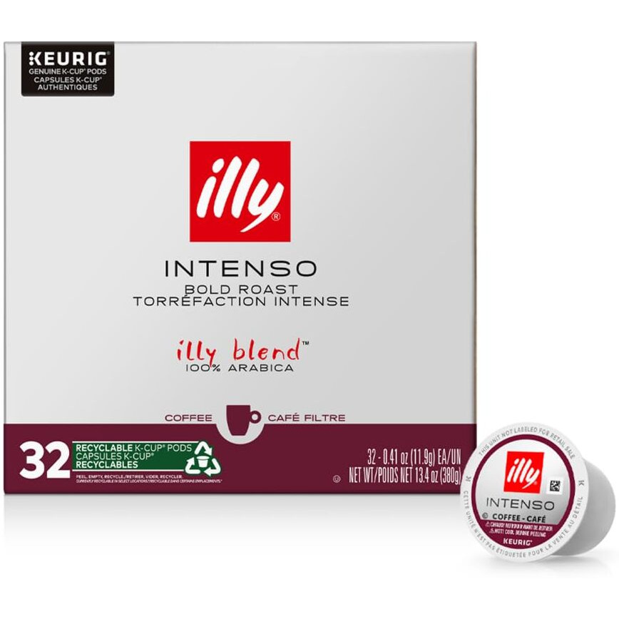 Illy Coffee K Cups - Coffee Pods For Keurig Coffee Maker - Intenso Dark Roast - Notes Of Cocoa & Dried Fruit - Bold, Flavorful & Full-Bodied Flavor Of Pods Coffee - No Preservatives - 32 Count