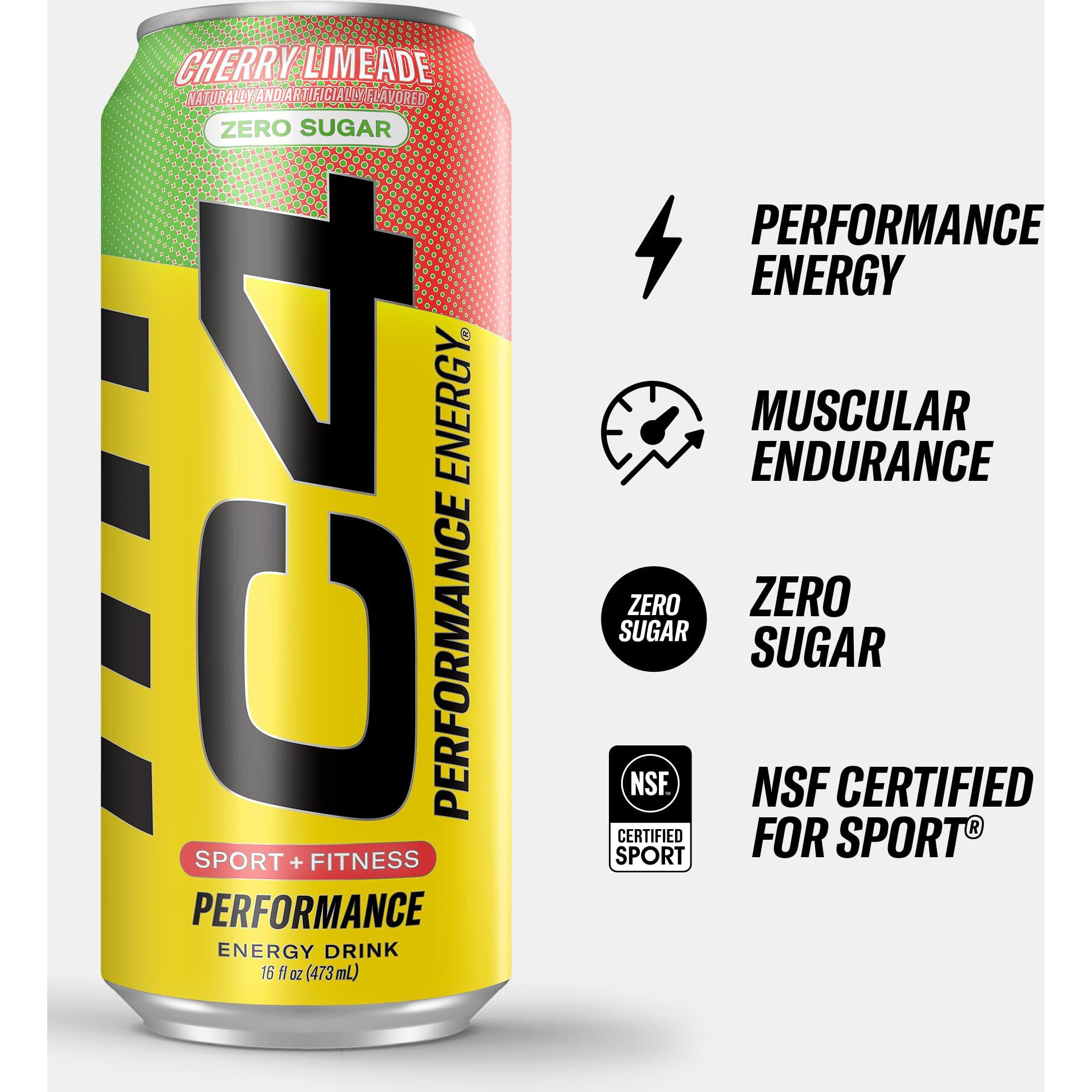 C4 Original Sugar Free Energy Drink 16Oz (Pack Of 12) | Cherry Limeade | Pre Workout Performance Drink With No Artificial Colors Or Dyes