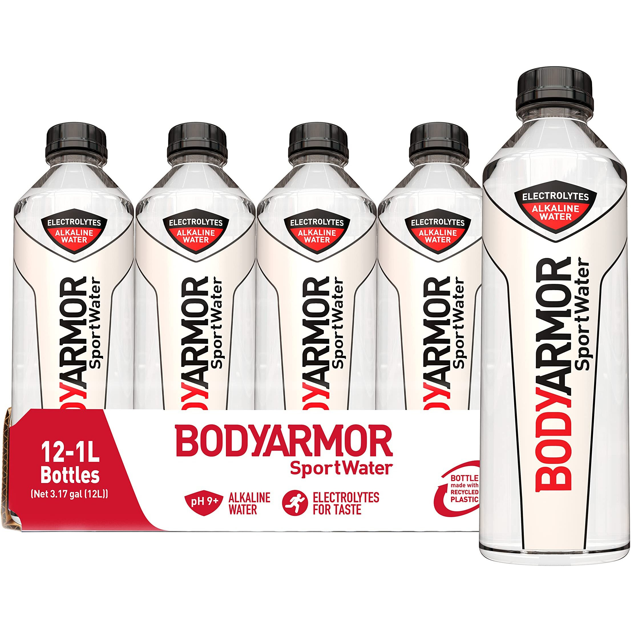 Bodyarmor Sportwater Alkaline Water, Superior Hydration, High Alkaline Water Ph 9+, Electrolytes, Perfect For Your Active Lifestyle, 1 Liter (Pack Of 12)