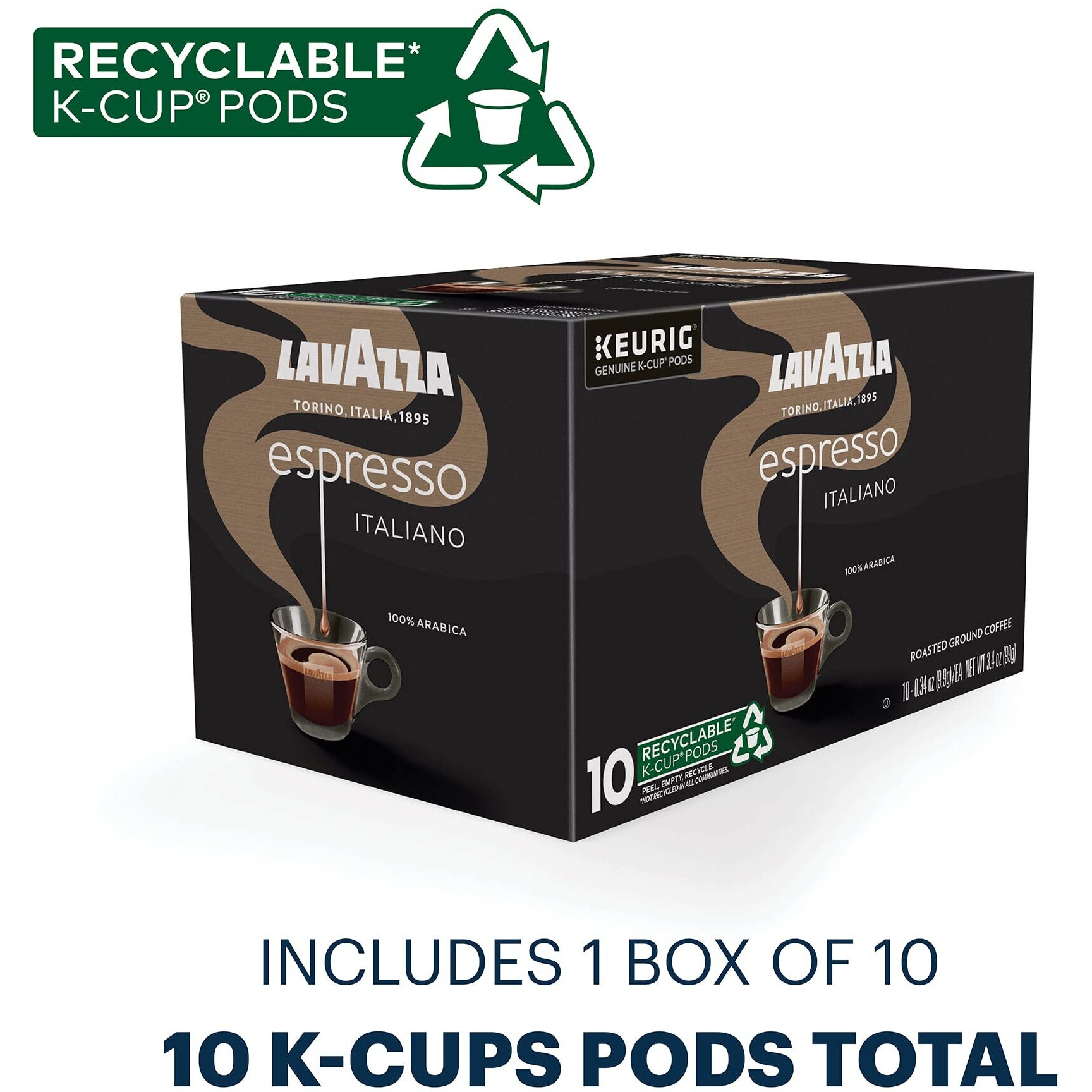 Lavazza Espresso Italiano Single-Serve Coffee K-Cups For Keurig Brewer, Medium Roast, 100% Arabica, Value Pack, 10 Count (Pack Of 6) (Packaging May Vary)