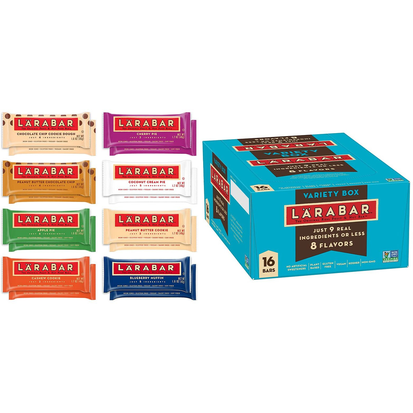 Larabar Variety Pack, Gluten Free Vegan Fruit & Nut Bars, 1.7 Oz, 16 Ct