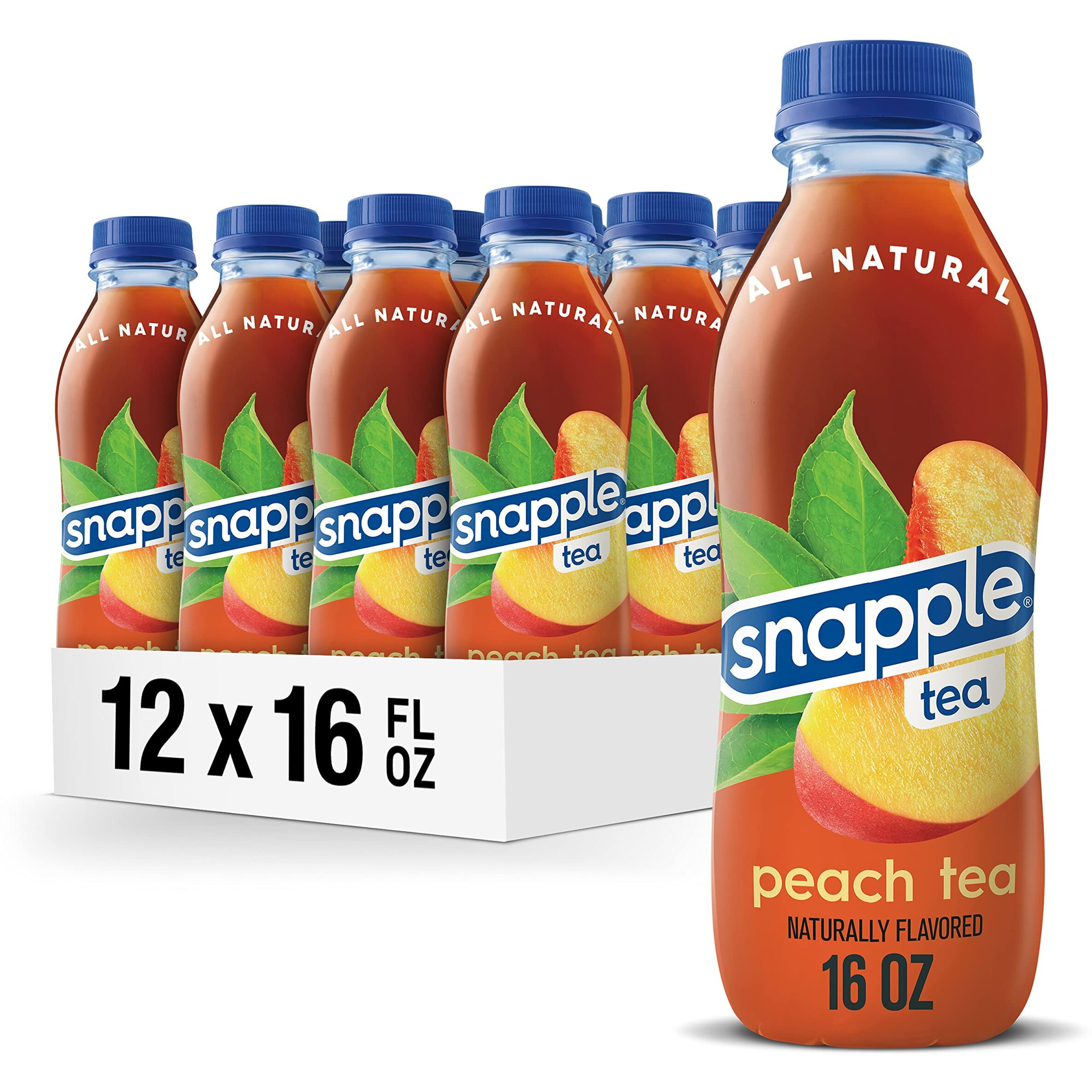 Snapple Peach Tea, 16 Fl Oz Recycled Plastic Bottle, Pack Of 12